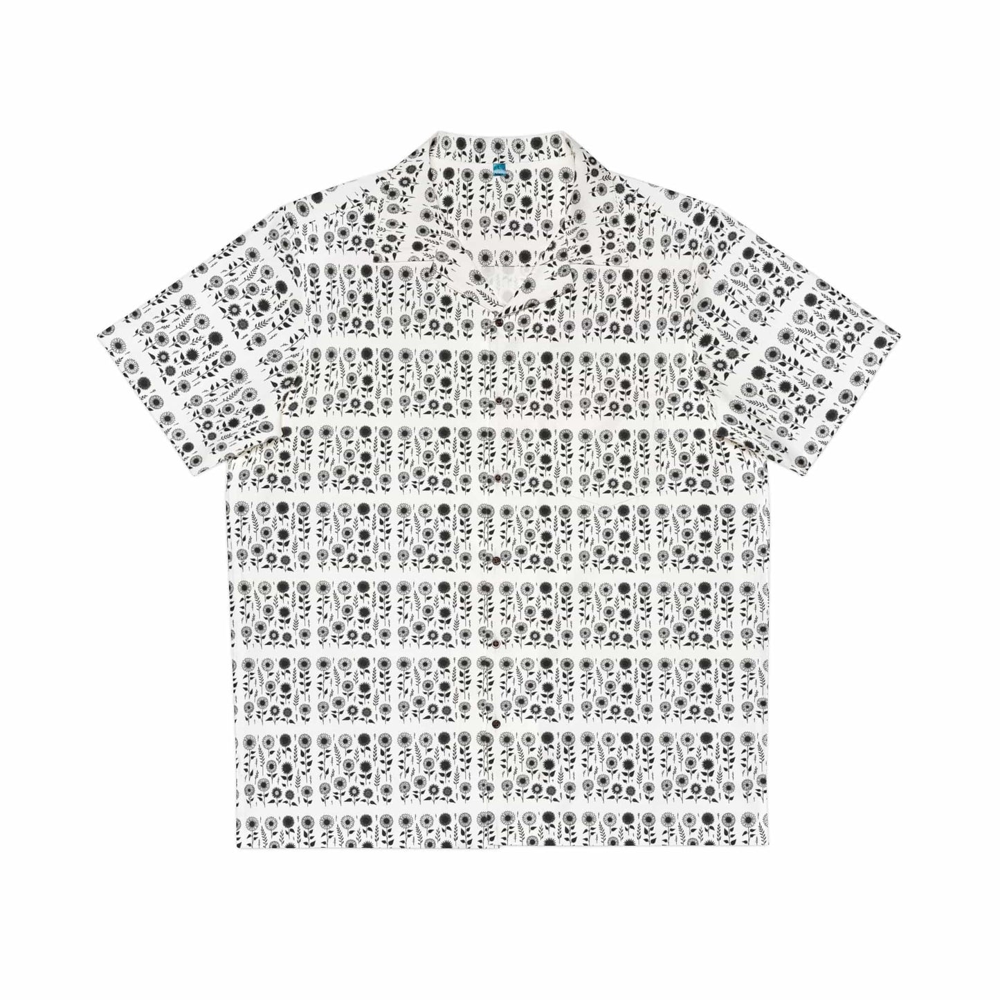 TeeFEVA All Over Prints Men's Hawaiian Shirt | Sunflower Condensed | Black on White