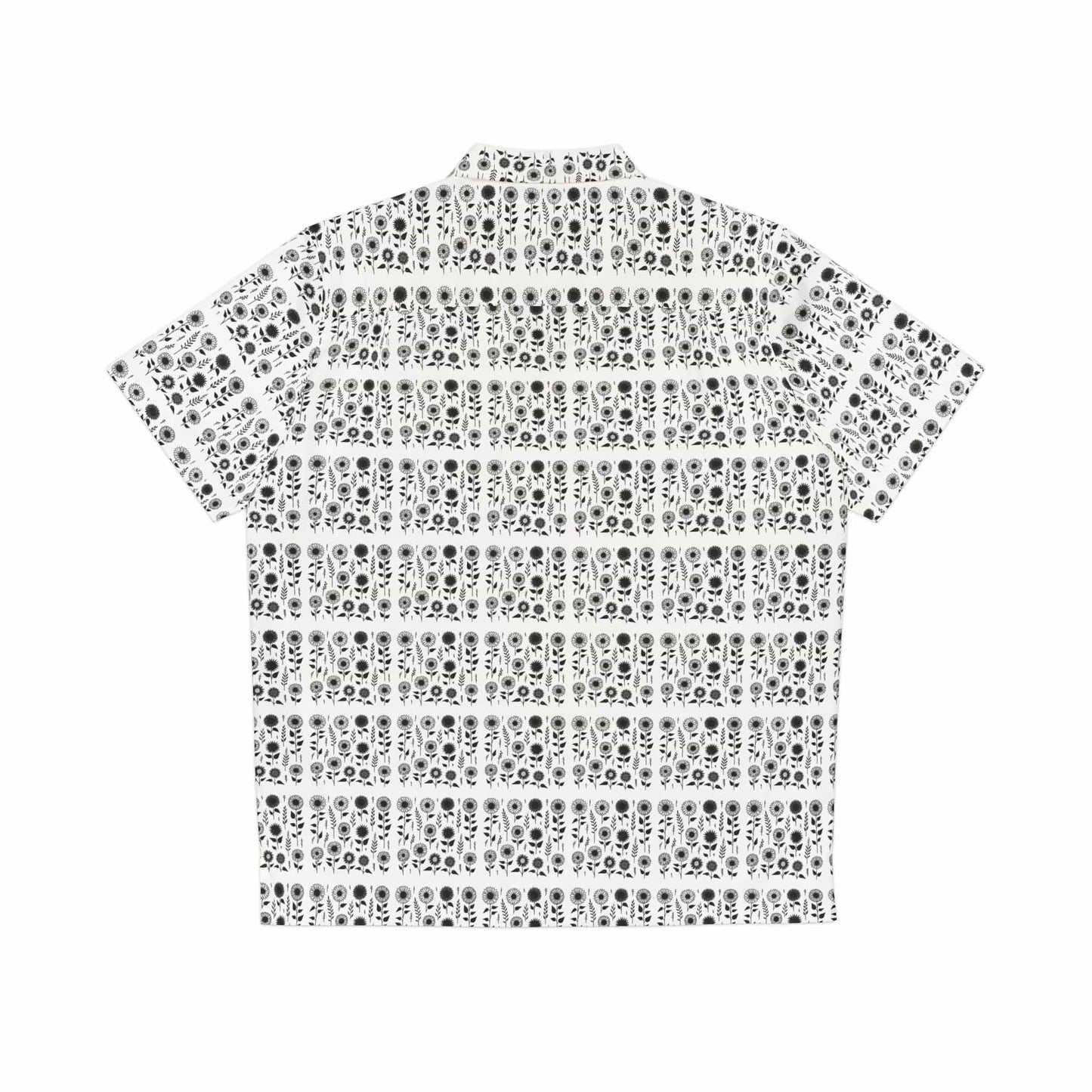 TeeFEVA All Over Prints Men's Hawaiian Shirt | Sunflower Condensed | Black on White