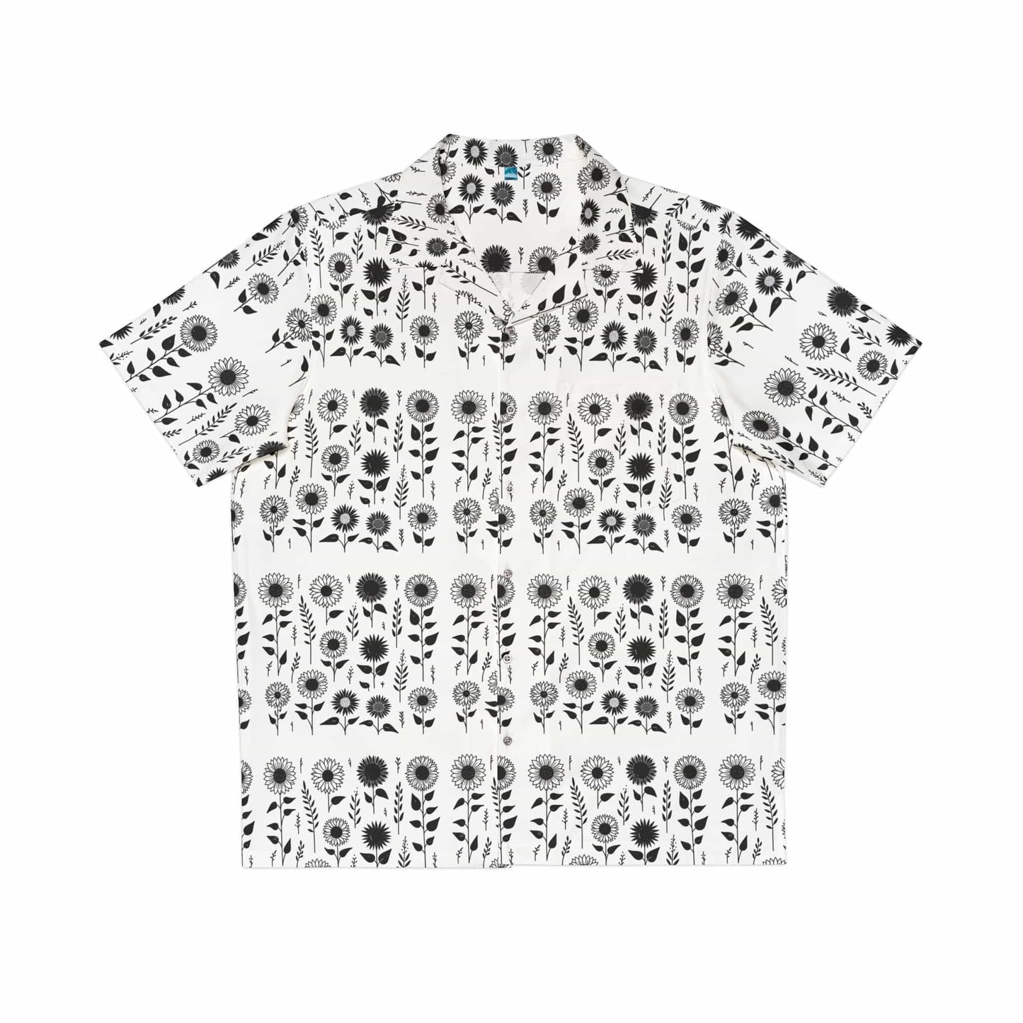 TeeFEVA All Over Prints Men's Hawaiian Shirt | Sunflower | Lite Design | Black on White