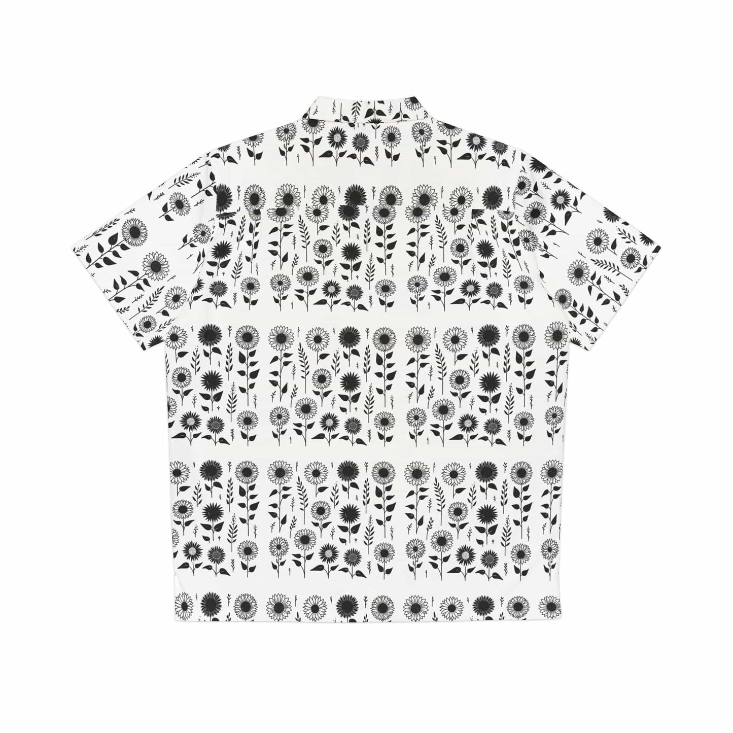 TeeFEVA All Over Prints Men's Hawaiian Shirt | Sunflower | Lite Design | Black on White