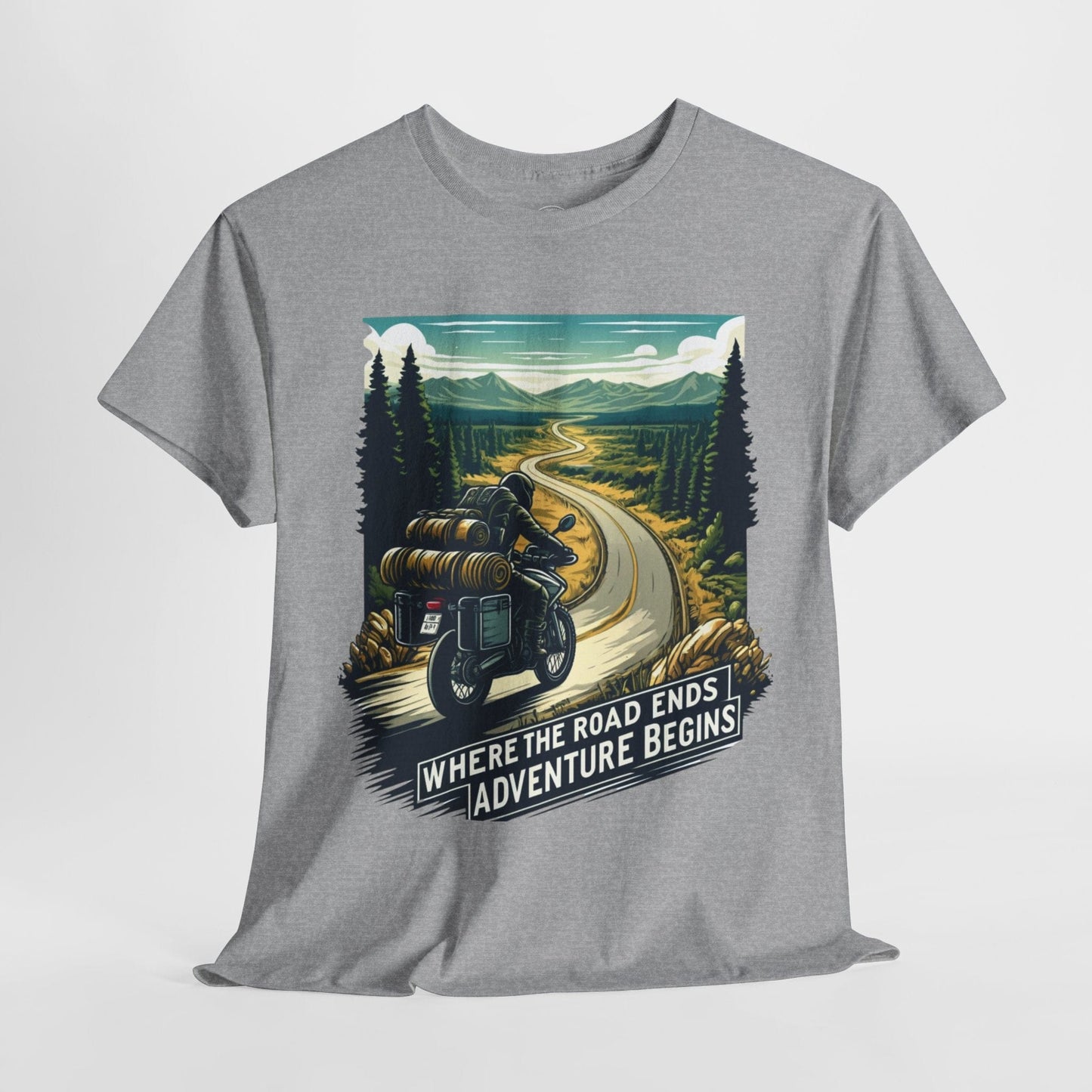 TeeFEVA T-Shirt ABR Loons | "Where The Road Ends, Adventure Begins" | Stamp Style 001 | Unisex Heavy Cotton Tee