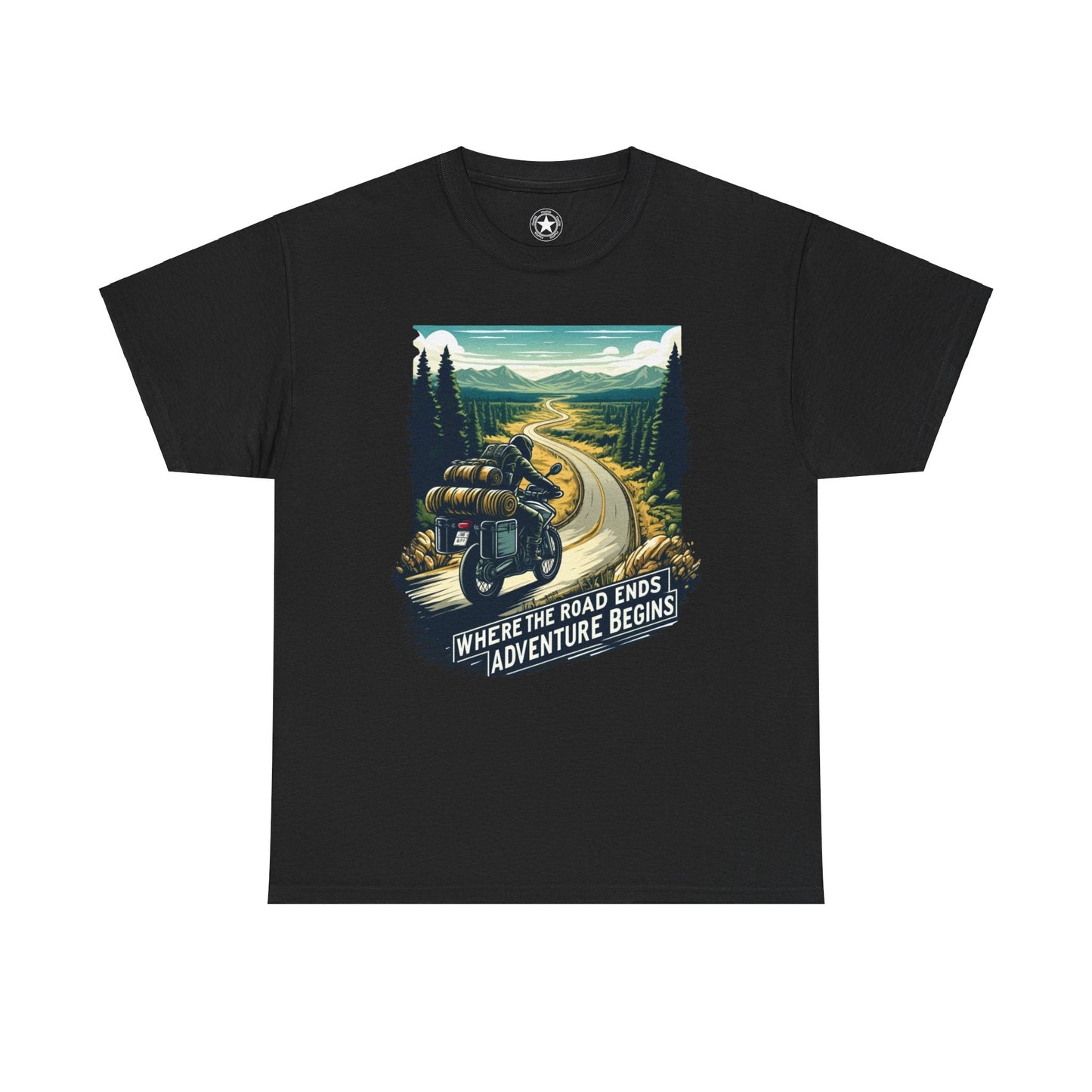 TeeFEVA T-Shirt ABR Loons | "Where The Road Ends, Adventure Begins" | Stamp Style 001 | Unisex Heavy Cotton Tee