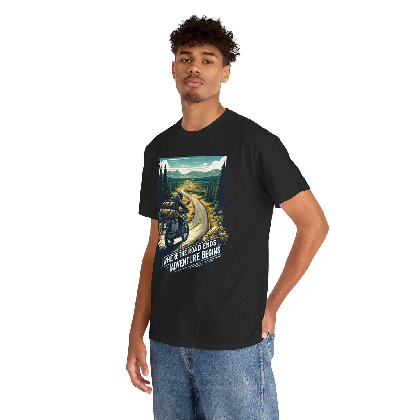 TeeFEVA T-Shirt ABR Loons | "Where The Road Ends, Adventure Begins" | Stamp Style 001 | Unisex Heavy Cotton Tee