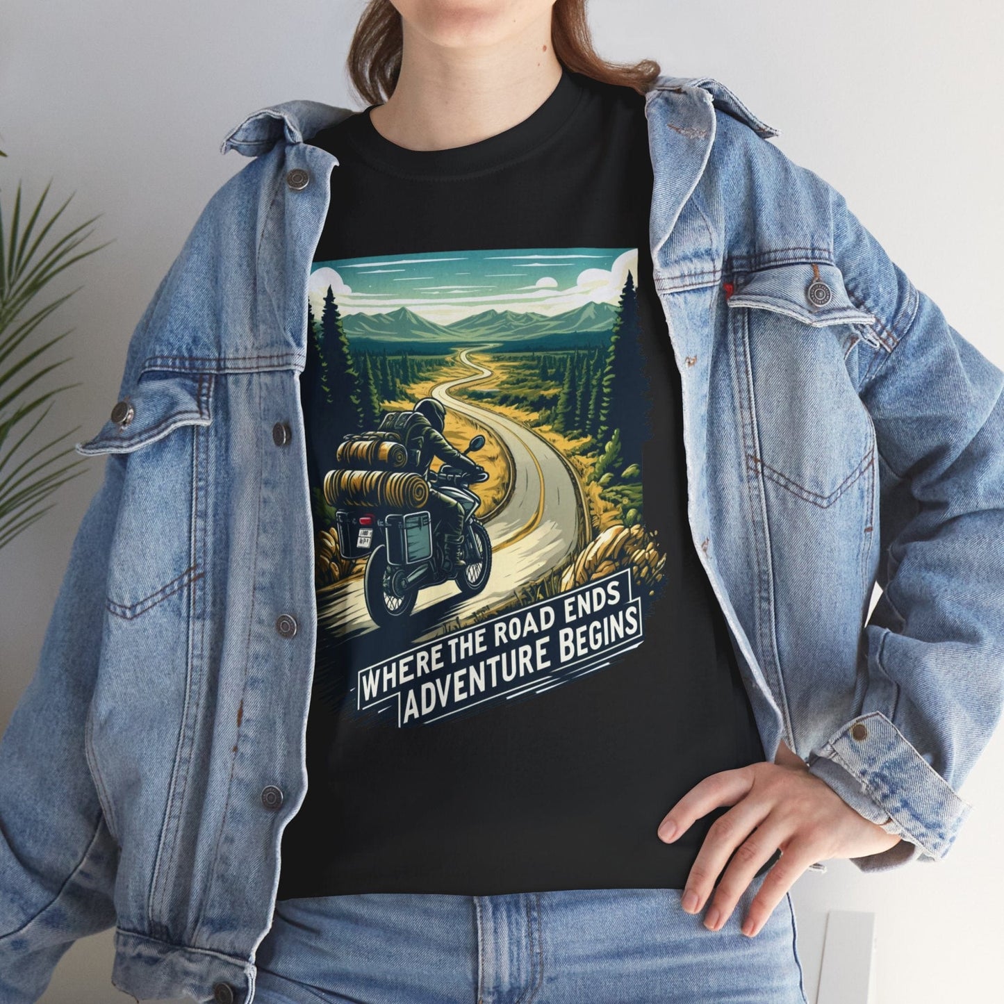 TeeFEVA T-Shirt ABR Loons | "Where The Road Ends, Adventure Begins" | Stamp Style 001 | Unisex Heavy Cotton Tee