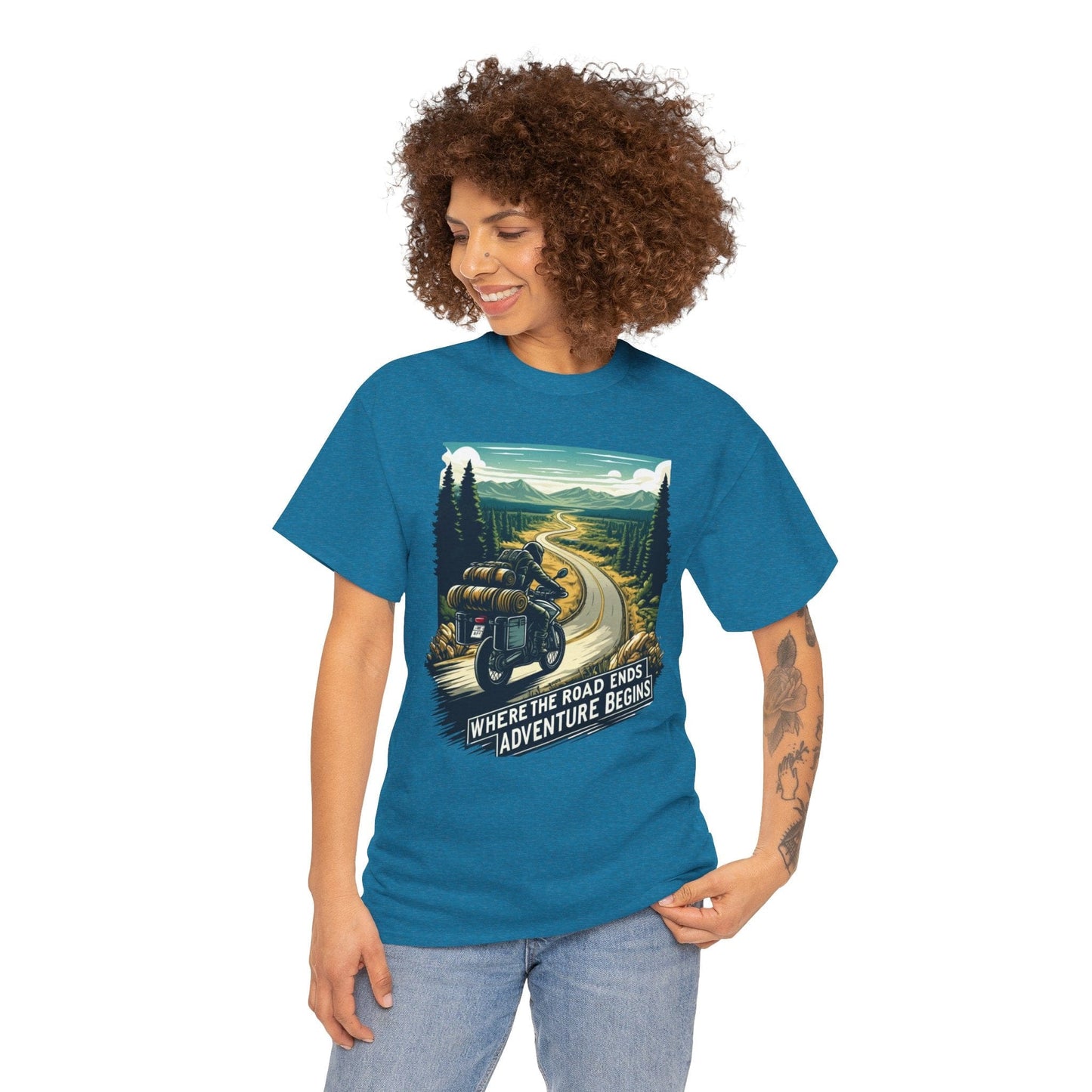 TeeFEVA T-Shirt ABR Loons | "Where The Road Ends, Adventure Begins" | Stamp Style 001 | Unisex Heavy Cotton Tee