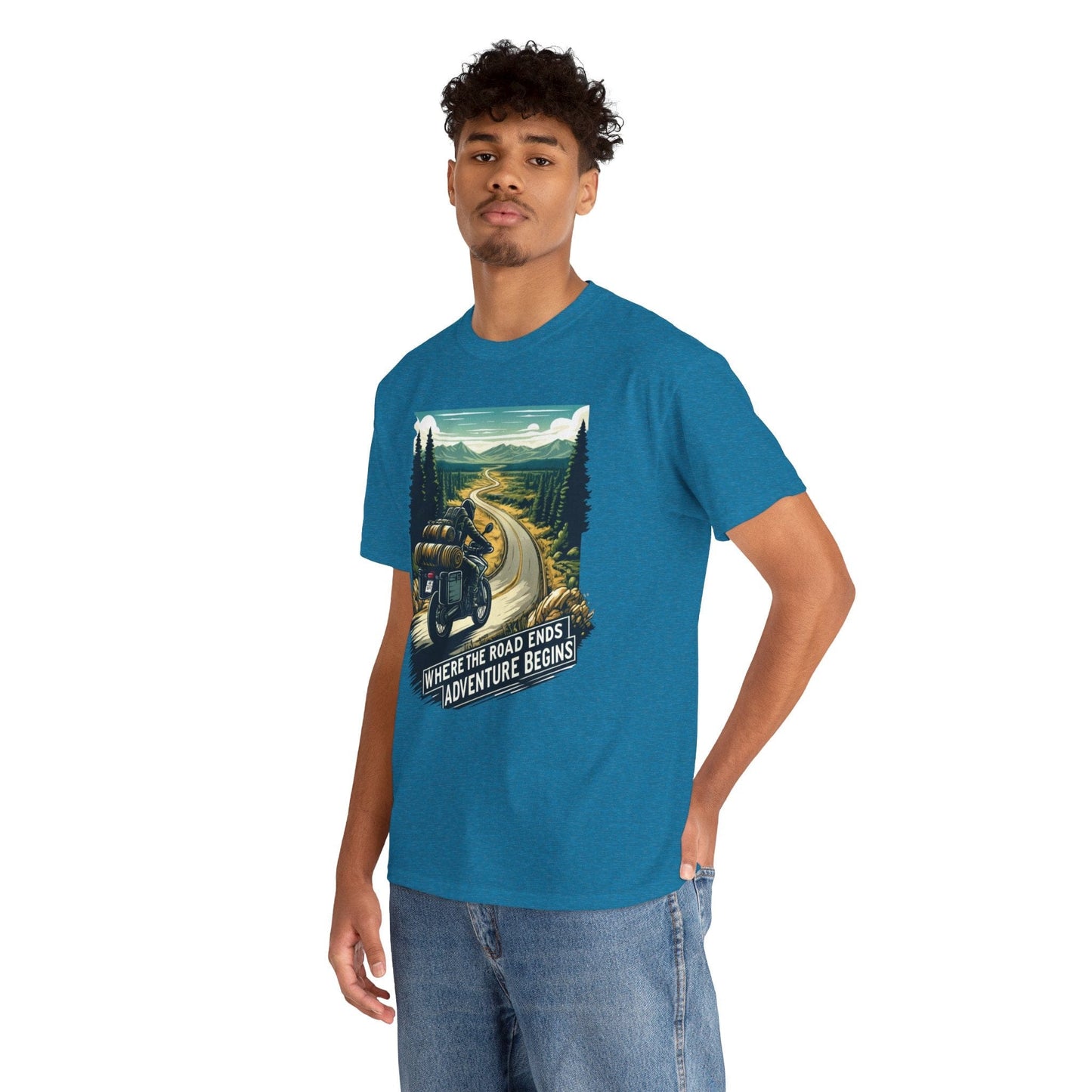 TeeFEVA T-Shirt ABR Loons | "Where The Road Ends, Adventure Begins" | Stamp Style 001 | Unisex Heavy Cotton Tee