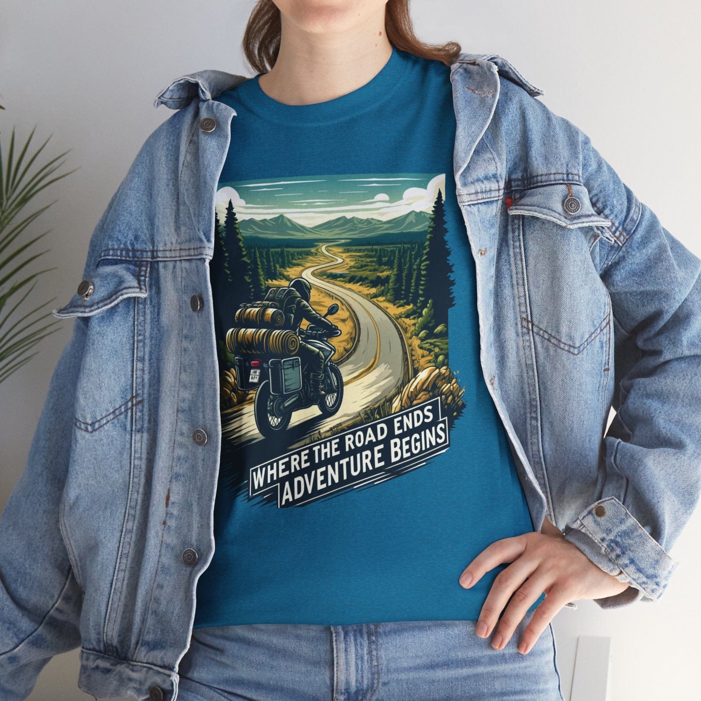 TeeFEVA T-Shirt ABR Loons | "Where The Road Ends, Adventure Begins" | Stamp Style 001 | Unisex Heavy Cotton Tee