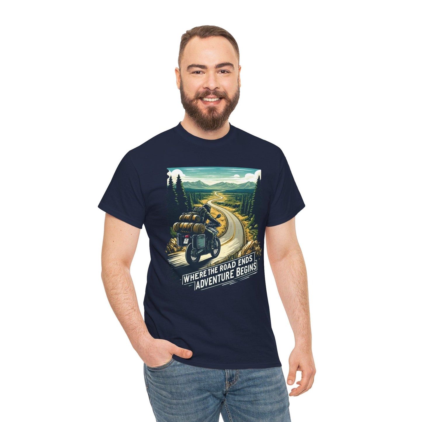 TeeFEVA T-Shirt ABR Loons | "Where The Road Ends, Adventure Begins" | Stamp Style 001 | Unisex Heavy Cotton Tee