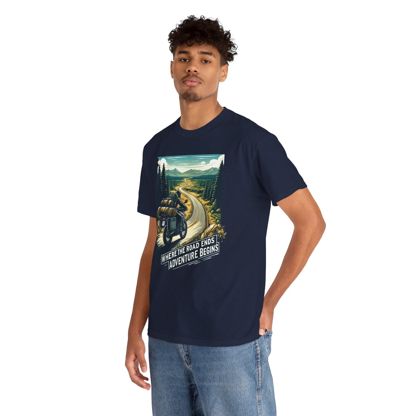 TeeFEVA T-Shirt ABR Loons | "Where The Road Ends, Adventure Begins" | Stamp Style 001 | Unisex Heavy Cotton Tee