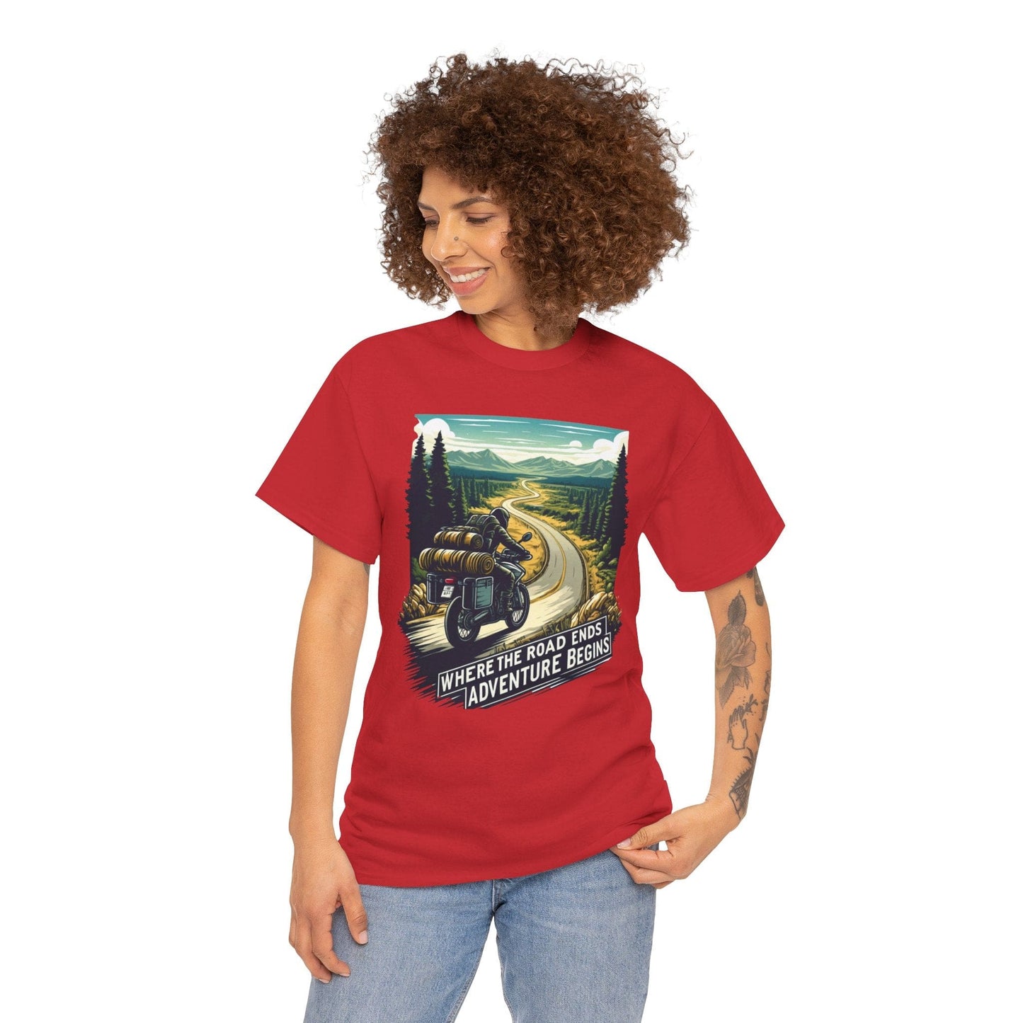 TeeFEVA T-Shirt ABR Loons | "Where The Road Ends, Adventure Begins" | Stamp Style 001 | Unisex Heavy Cotton Tee