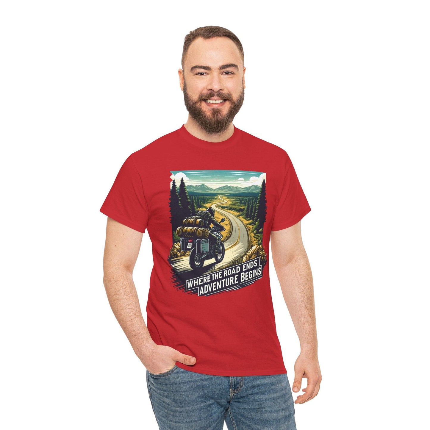 TeeFEVA T-Shirt ABR Loons | "Where The Road Ends, Adventure Begins" | Stamp Style 001 | Unisex Heavy Cotton Tee
