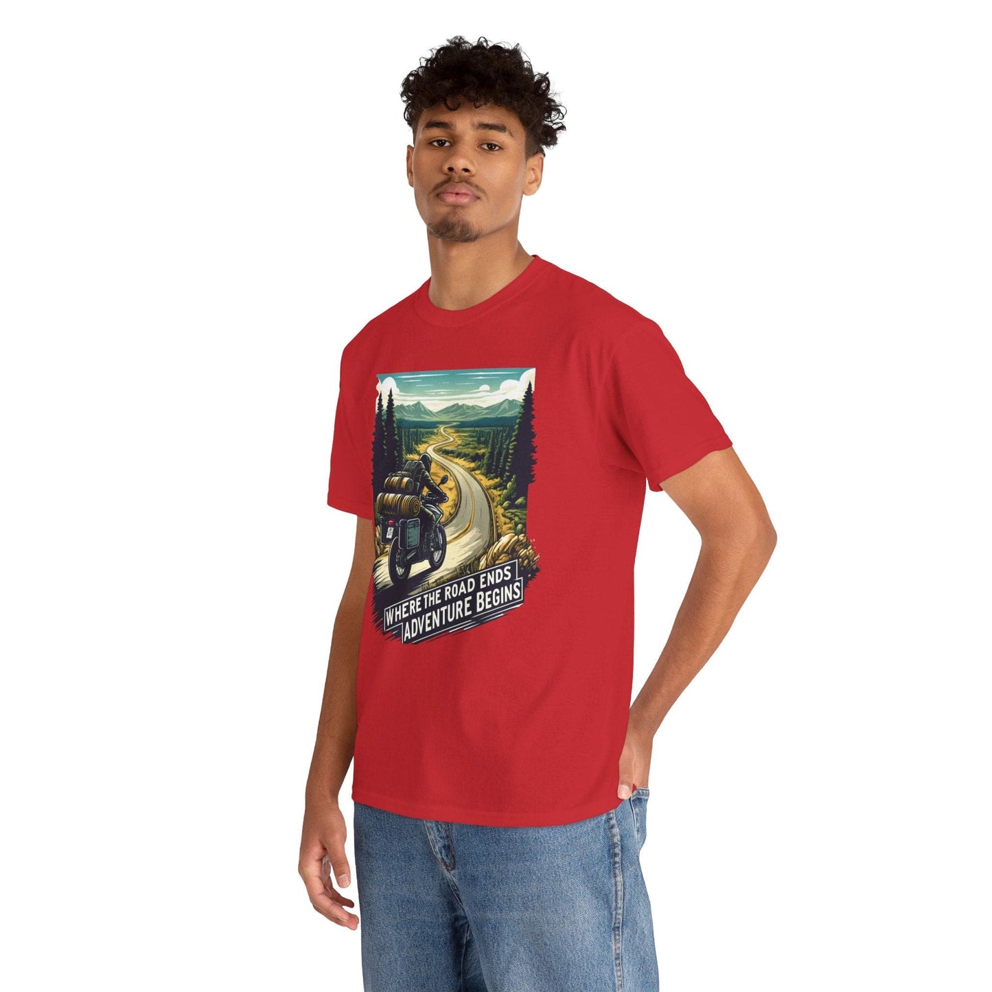 TeeFEVA T-Shirt ABR Loons | "Where The Road Ends, Adventure Begins" | Stamp Style 001 | Unisex Heavy Cotton Tee