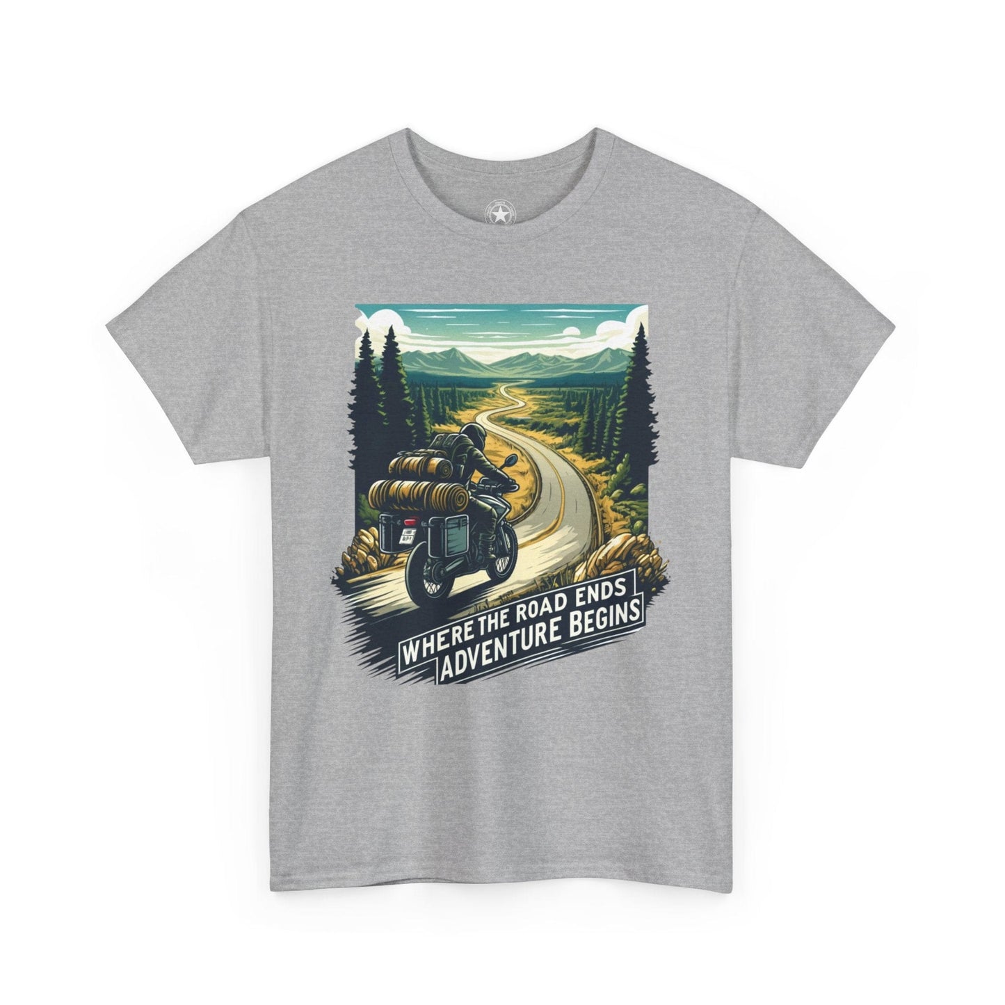 TeeFEVA T-Shirt ABR Loons | "Where The Road Ends, Adventure Begins" | Stamp Style 001 | Unisex Heavy Cotton Tee