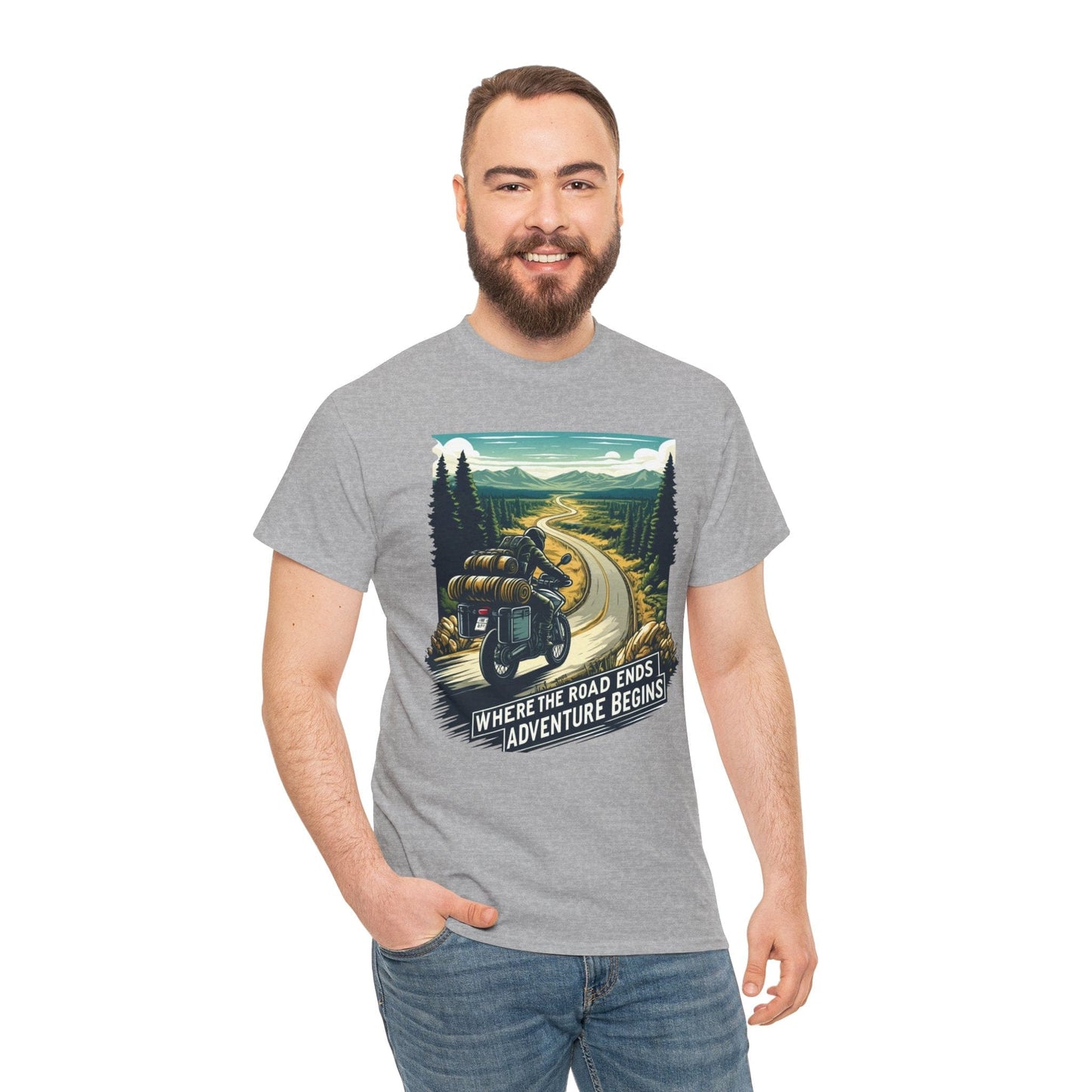 TeeFEVA T-Shirt ABR Loons | "Where The Road Ends, Adventure Begins" | Stamp Style 001 | Unisex Heavy Cotton Tee
