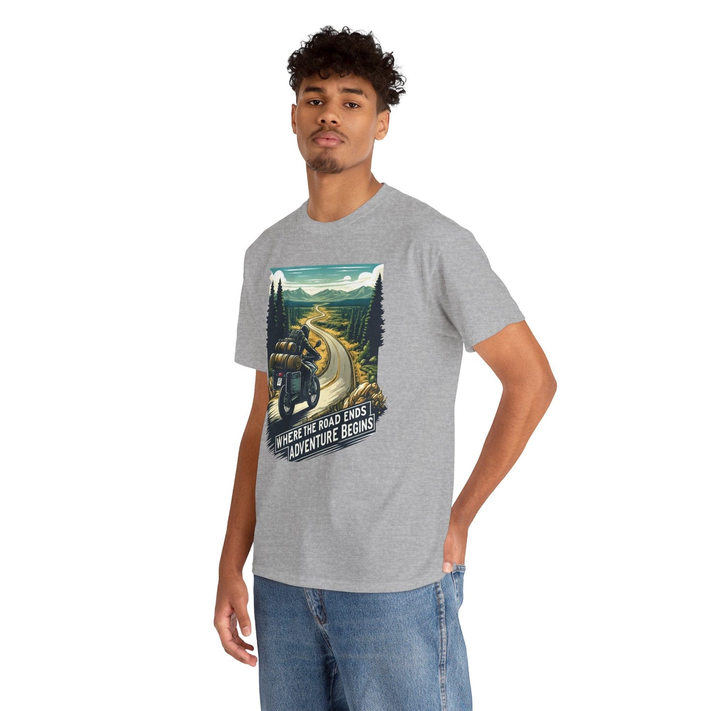 TeeFEVA T-Shirt ABR Loons | "Where The Road Ends, Adventure Begins" | Stamp Style 001 | Unisex Heavy Cotton Tee