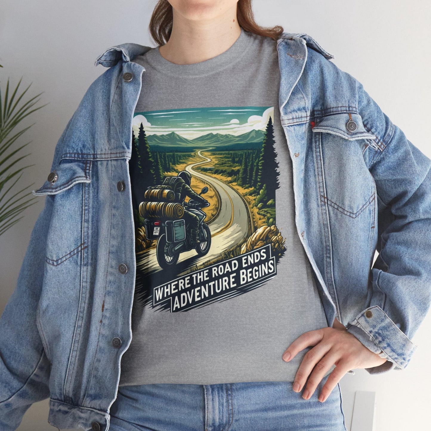 TeeFEVA T-Shirt ABR Loons | "Where The Road Ends, Adventure Begins" | Stamp Style 001 | Unisex Heavy Cotton Tee