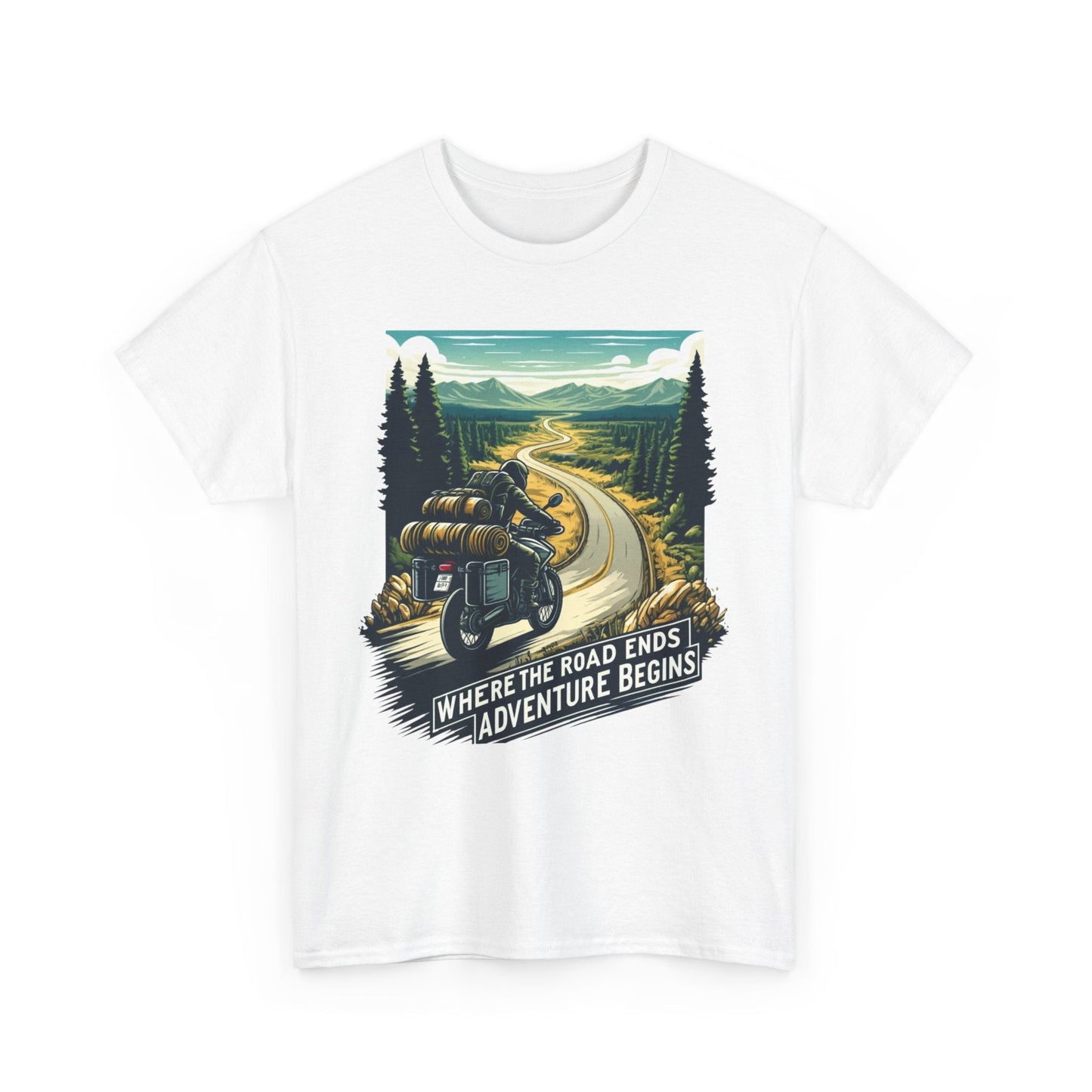 TeeFEVA T-Shirt ABR Loons | "Where The Road Ends, Adventure Begins" | Stamp Style 001 | Unisex Heavy Cotton Tee