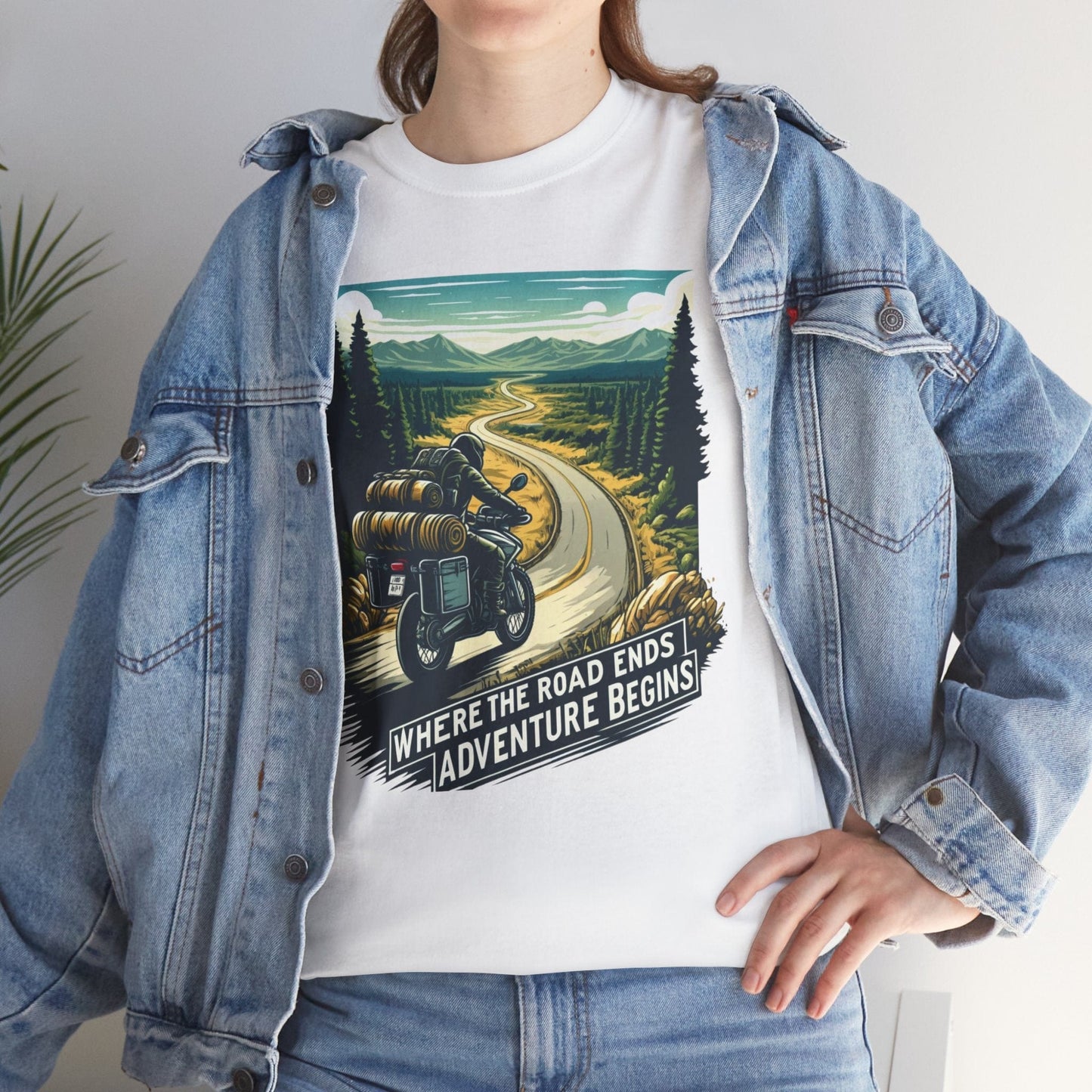 TeeFEVA T-Shirt ABR Loons | "Where The Road Ends, Adventure Begins" | Stamp Style 001 | Unisex Heavy Cotton Tee