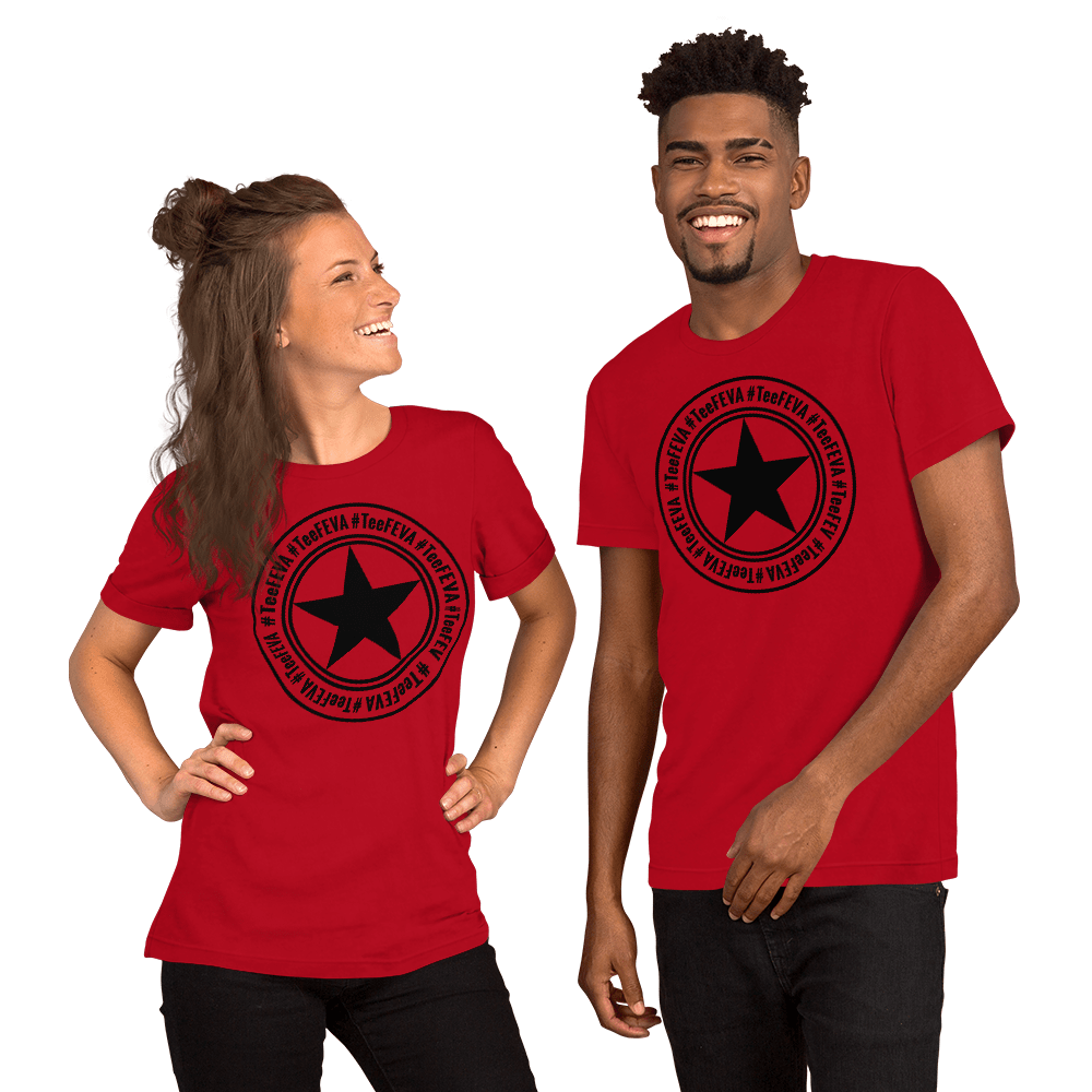 TeeFEVA Unisex TShirt | 8 Point TeeFEVA Black Stamp | Multi Tee Colours (MTC)