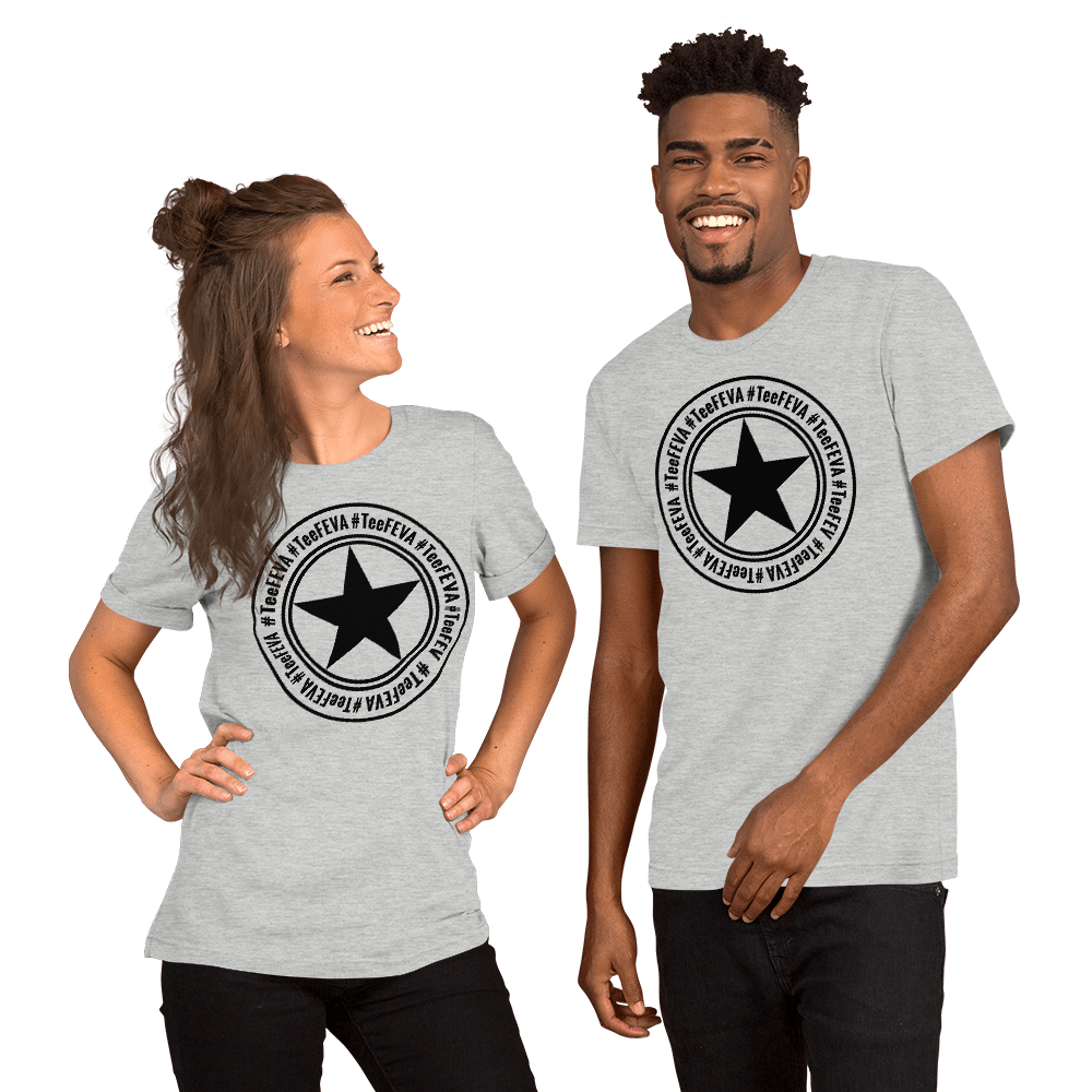 TeeFEVA Unisex TShirt | 8 Point TeeFEVA Black Stamp | Multi Tee Colours (MTC)
