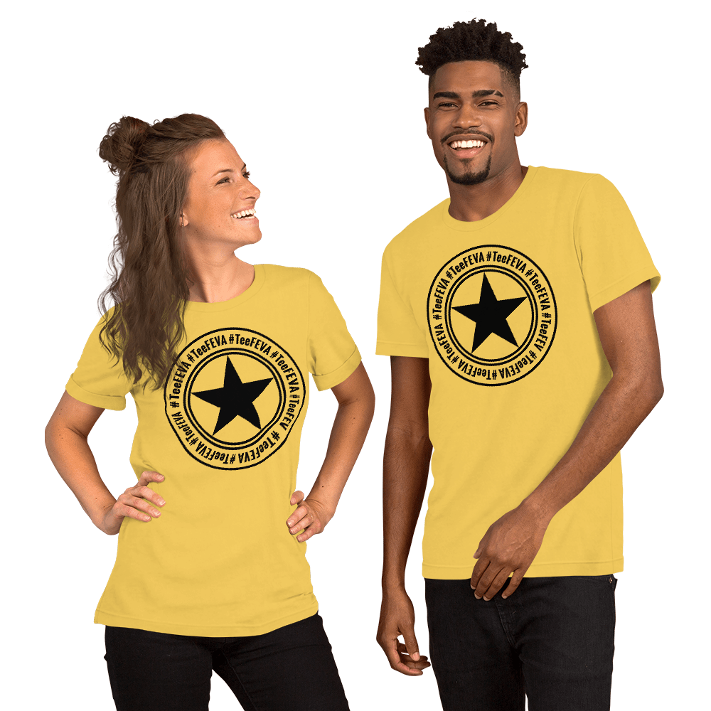 TeeFEVA Unisex TShirt | 8 Point TeeFEVA Black Stamp | Multi Tee Colours (MTC)