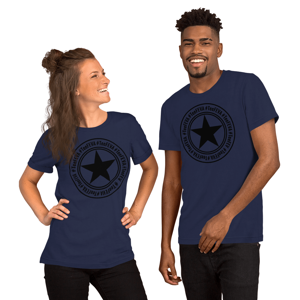 TeeFEVA Unisex TShirt | 8 Point TeeFEVA Black Stamp | Multi Tee Colours (MTC)