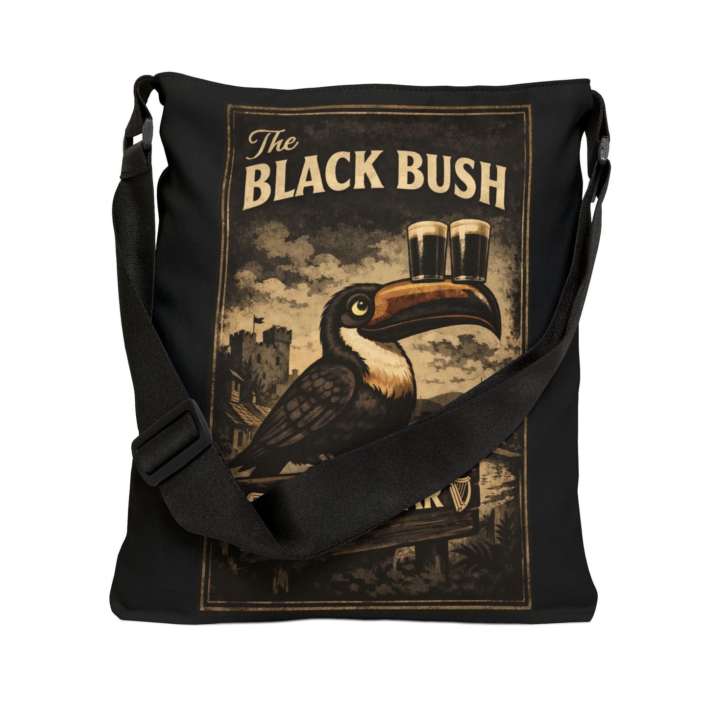TeeFEVA Bags Black Bush Irish Bar - "Adjustable" Tote Bag