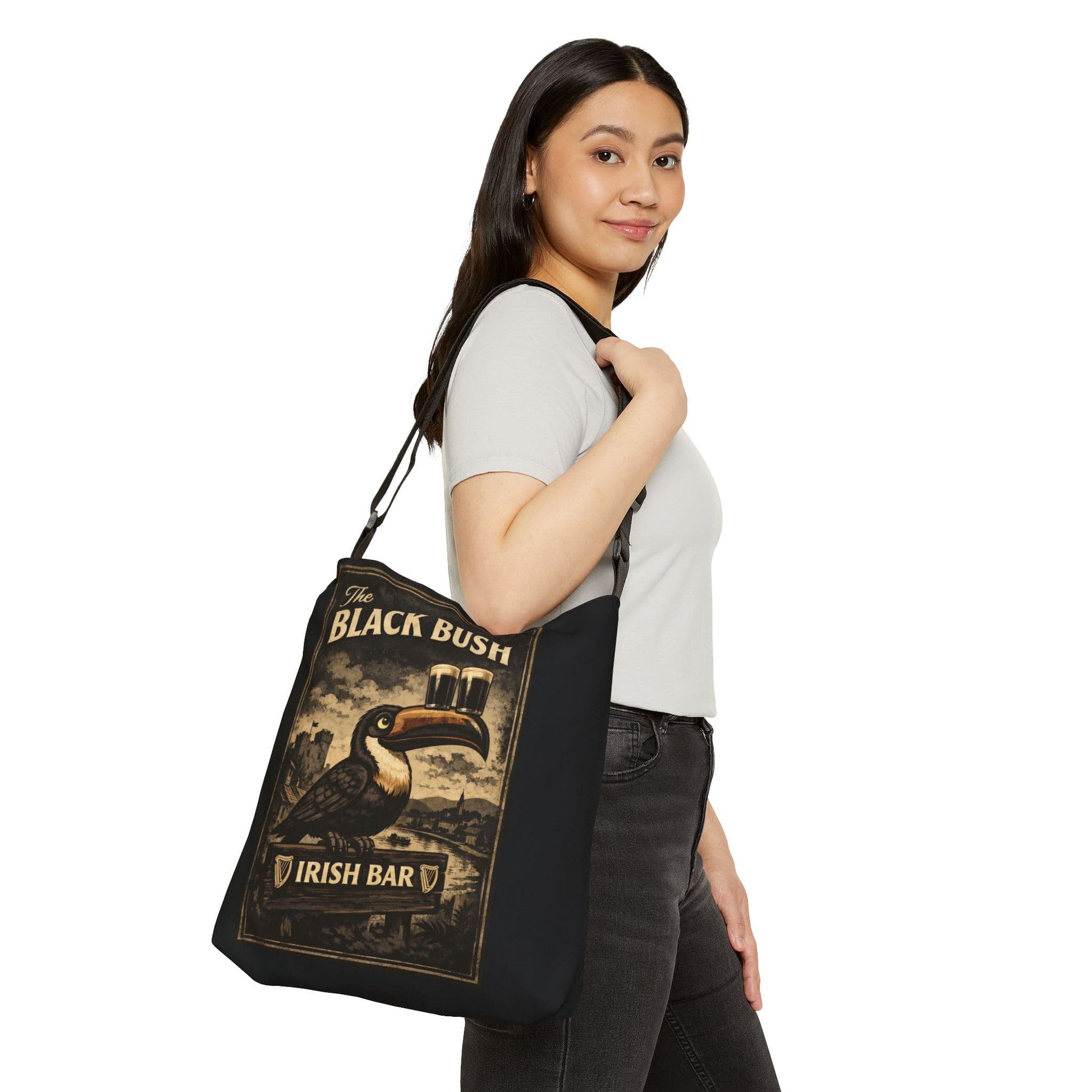 TeeFEVA Bags Black Bush Irish Bar - "Adjustable" Tote Bag