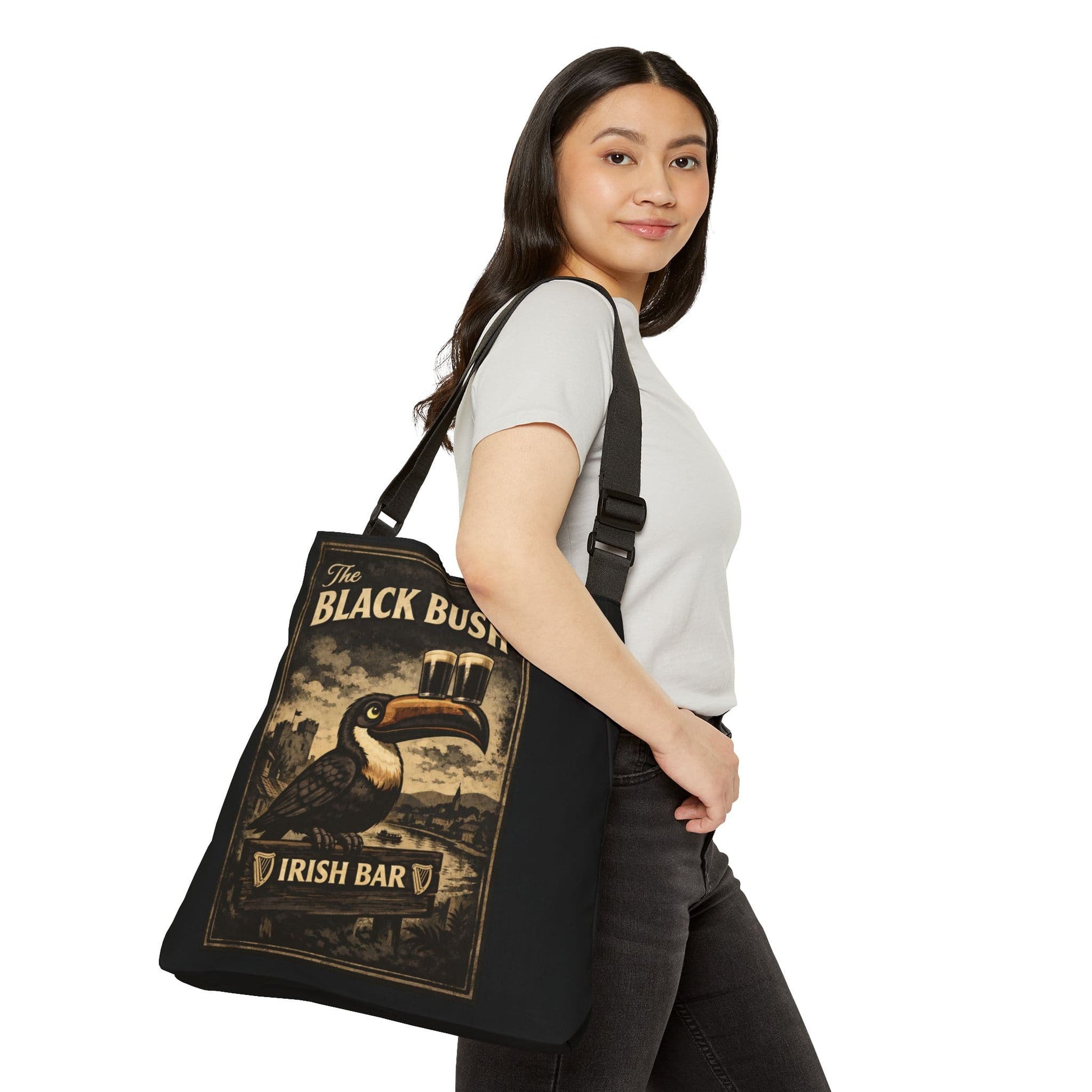 TeeFEVA Bags Black Bush Irish Bar - "Adjustable" Tote Bag