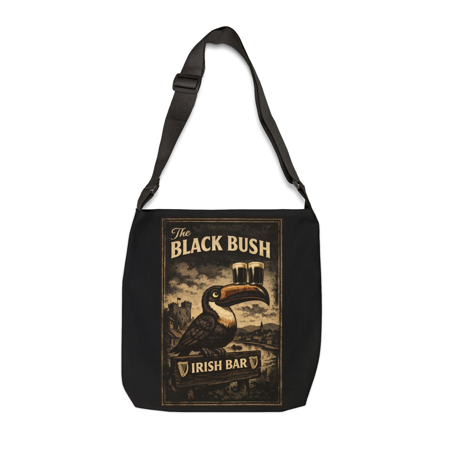 TeeFEVA Bags Black Bush Irish Bar - "Adjustable" Tote Bag