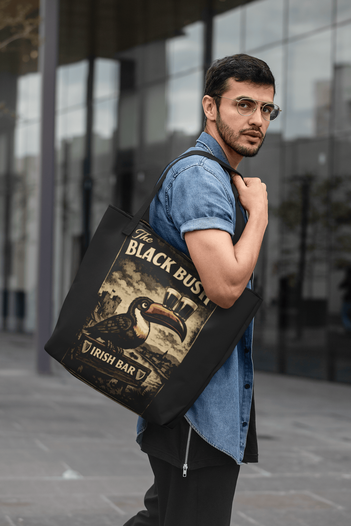 TeeFEVA Bags Black Bush Irish Bar - "Adjustable" Tote Bag