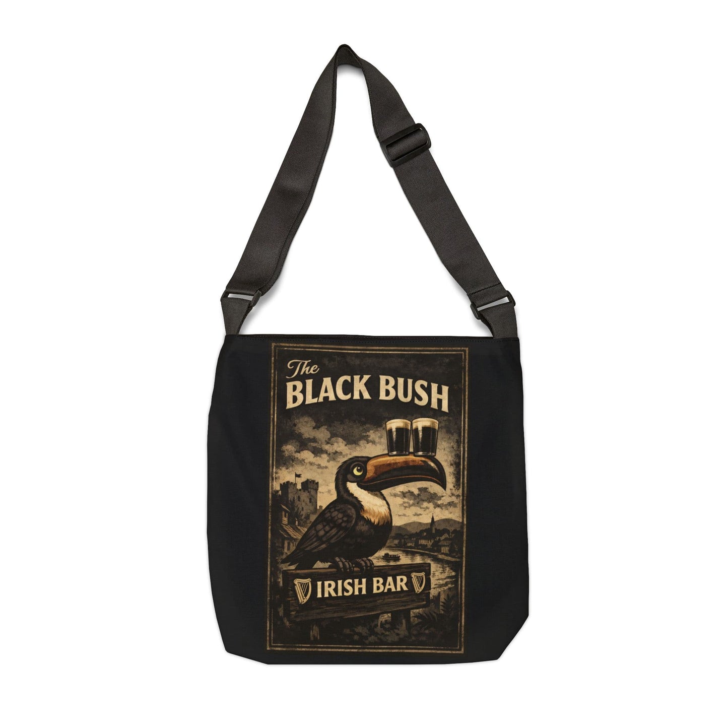 TeeFEVA Bags Black Bush Irish Bar - "Adjustable" Tote Bag