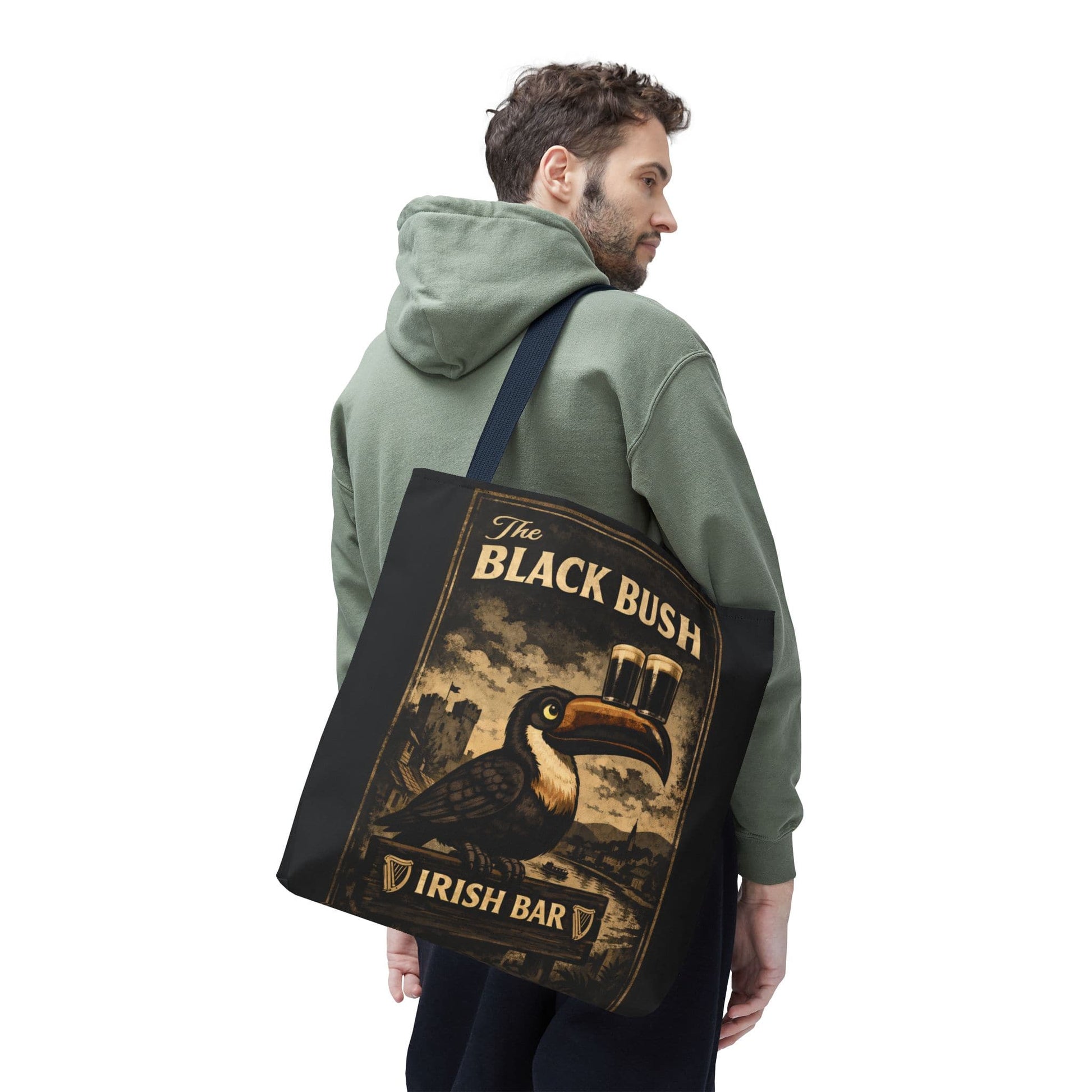 TeeFEVA Bags Tote Bag — "The Black Bush" Irish Bar Vintage Toucan Pub Design