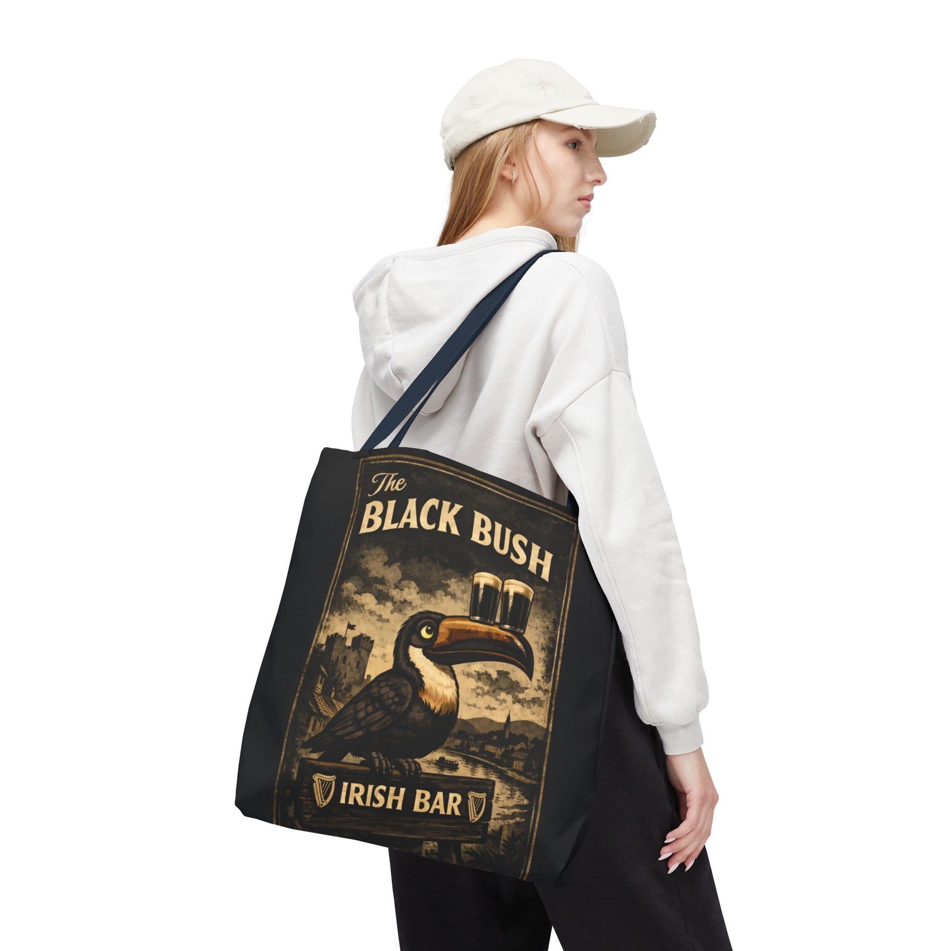 TeeFEVA Bags Tote Bag — "The Black Bush" Irish Bar Vintage Toucan Pub Design