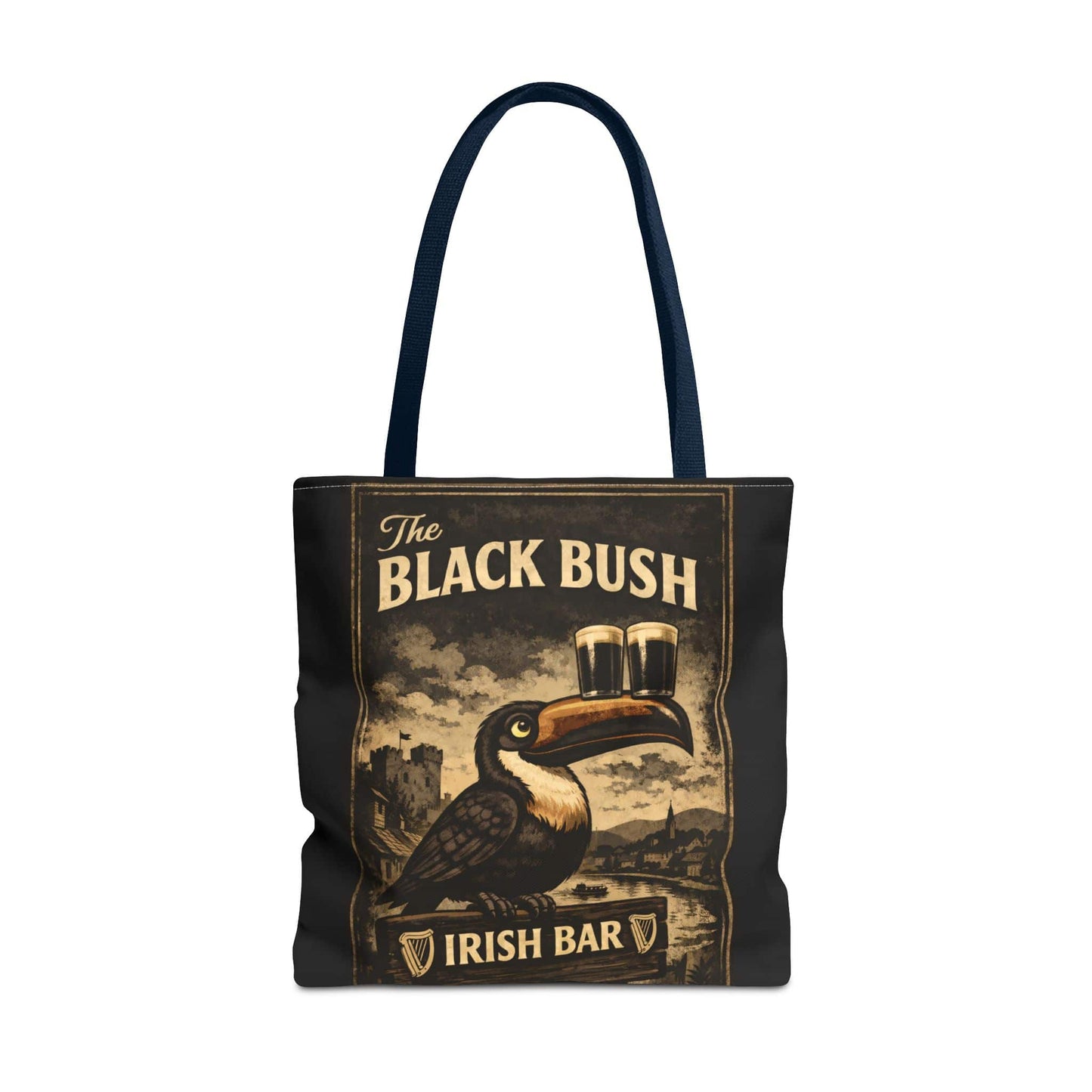 TeeFEVA Bags Tote Bag — "The Black Bush" Irish Bar Vintage Toucan Pub Design