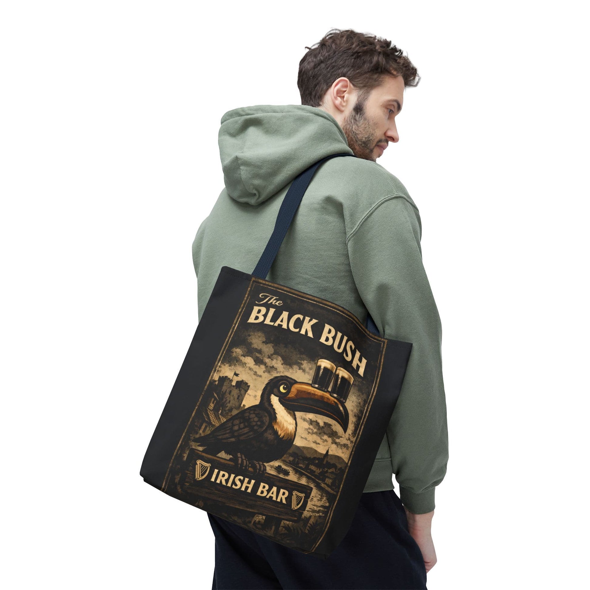 TeeFEVA Bags Tote Bag — "The Black Bush" Irish Bar Vintage Toucan Pub Design
