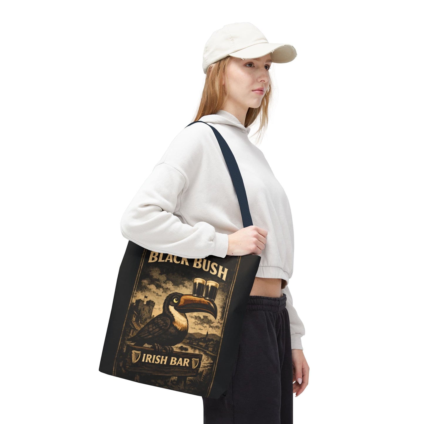 TeeFEVA Bags Tote Bag — "The Black Bush" Irish Bar Vintage Toucan Pub Design