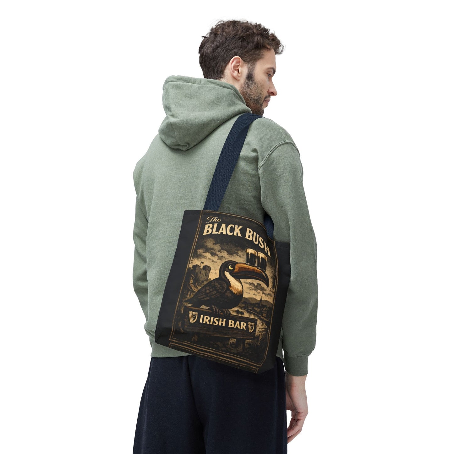 TeeFEVA Bags Tote Bag — "The Black Bush" Irish Bar Vintage Toucan Pub Design