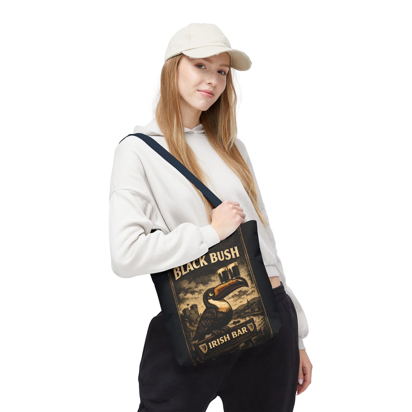 TeeFEVA Bags Tote Bag — "The Black Bush" Irish Bar Vintage Toucan Pub Design