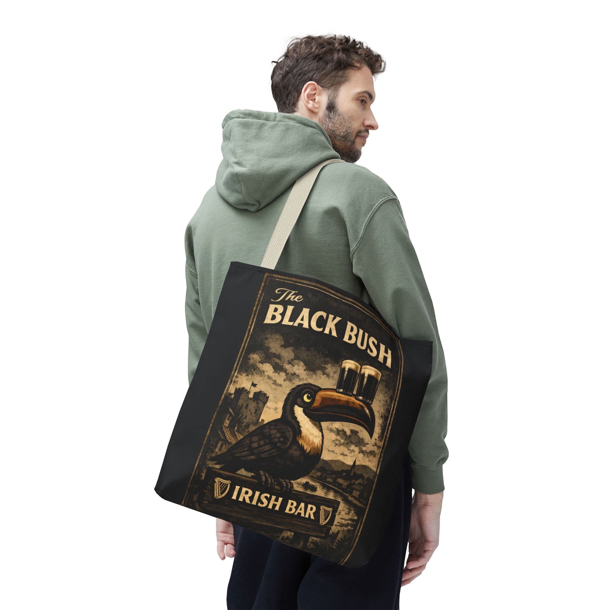 TeeFEVA Bags Tote Bag — "The Black Bush" Irish Bar Vintage Toucan Pub Design