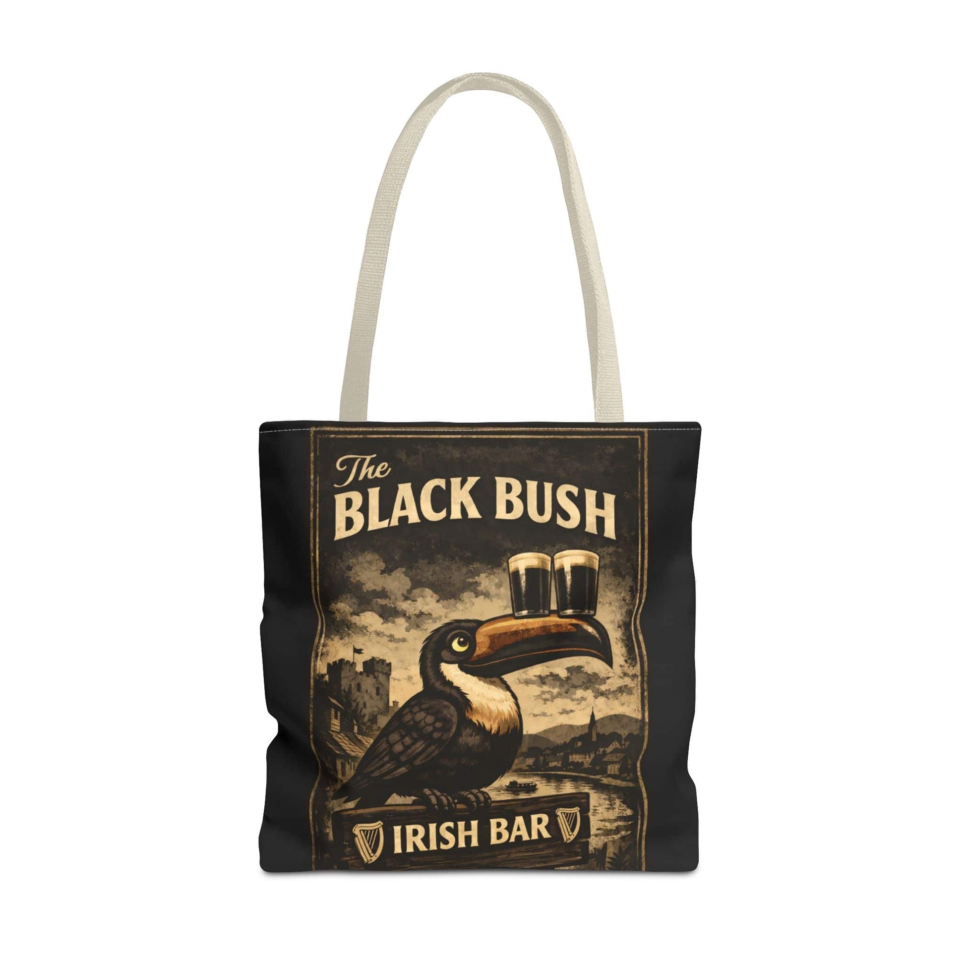 TeeFEVA Bags Tote Bag — "The Black Bush" Irish Bar Vintage Toucan Pub Design