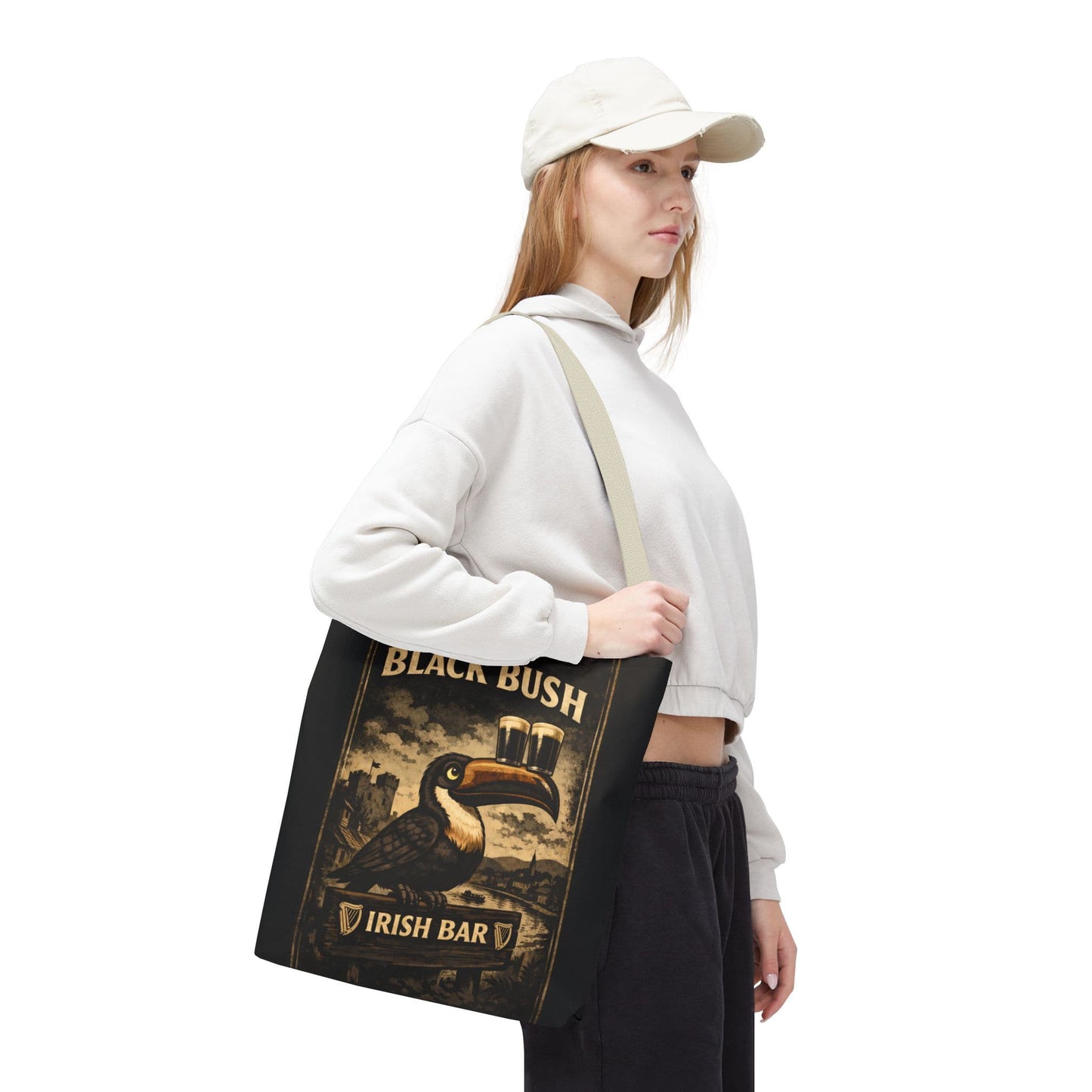 TeeFEVA Bags Tote Bag — "The Black Bush" Irish Bar Vintage Toucan Pub Design