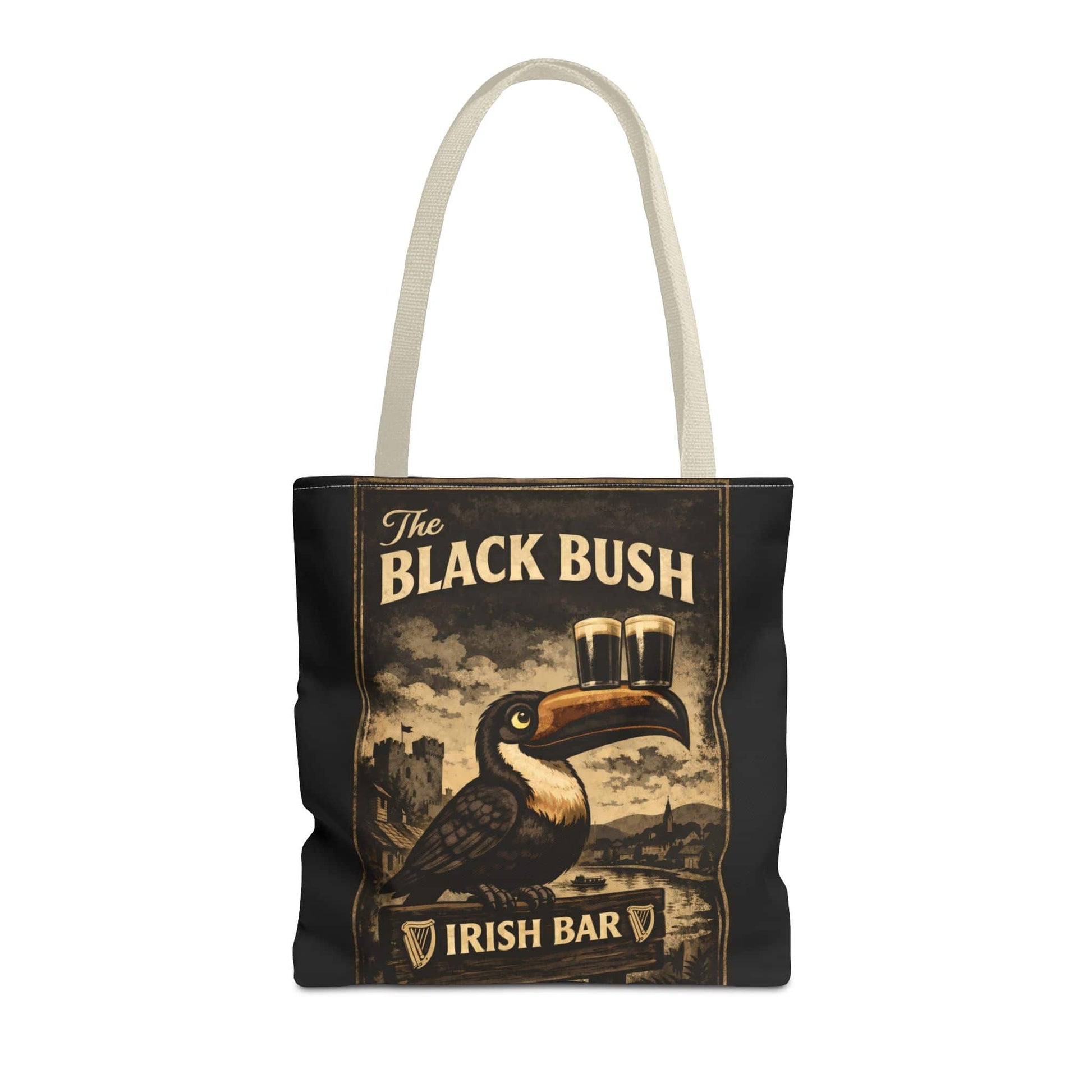 TeeFEVA Bags Tote Bag — "The Black Bush" Irish Bar Vintage Toucan Pub Design