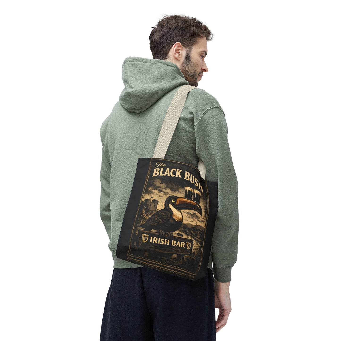 TeeFEVA Bags Tote Bag — "The Black Bush" Irish Bar Vintage Toucan Pub Design