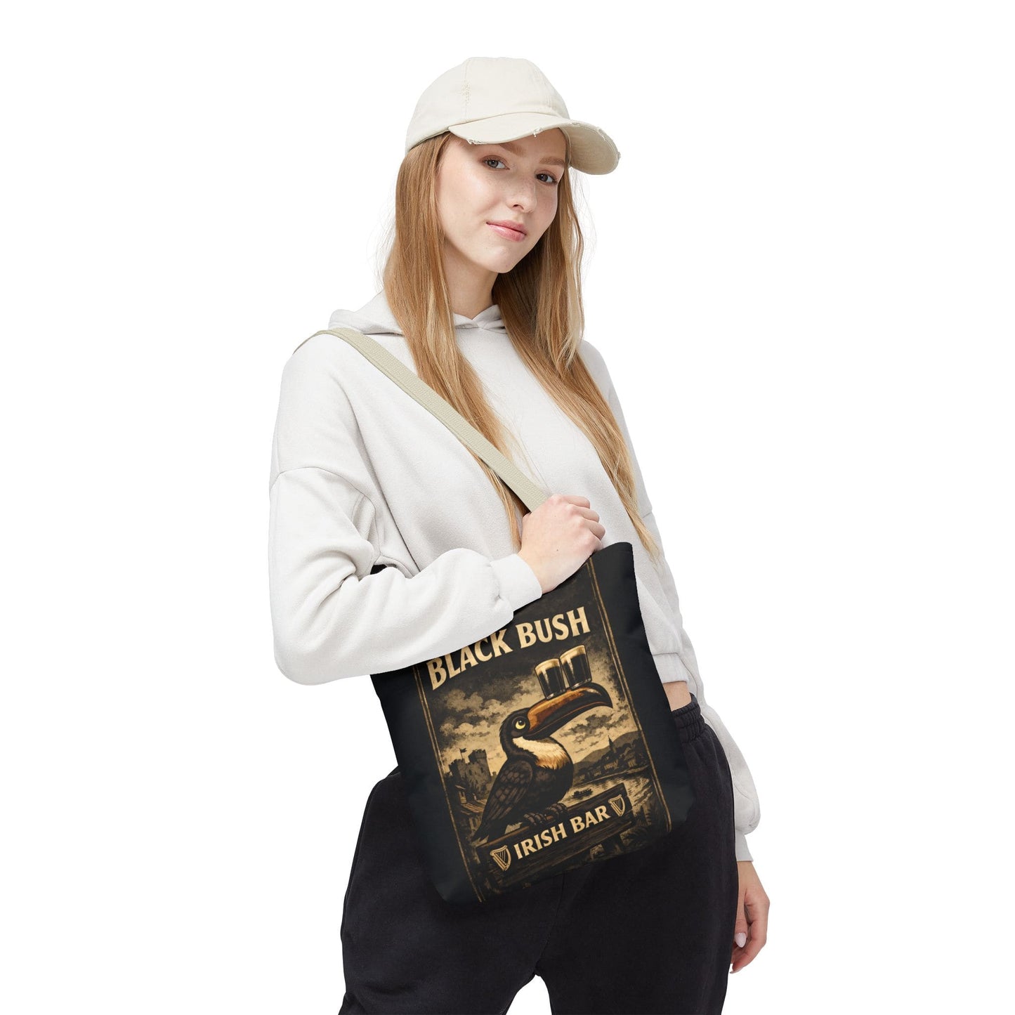 TeeFEVA Bags Tote Bag — "The Black Bush" Irish Bar Vintage Toucan Pub Design