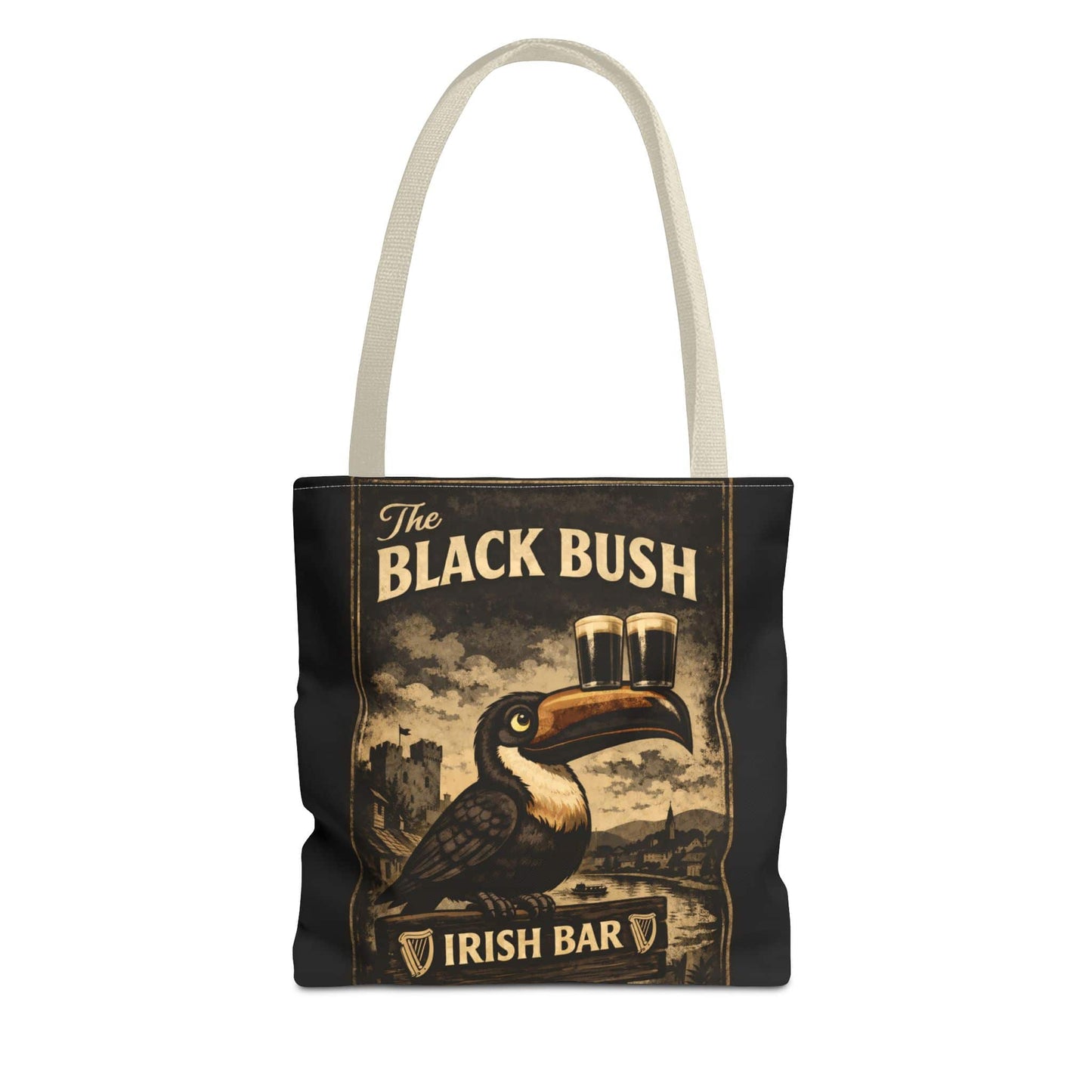 TeeFEVA Bags Tote Bag — "The Black Bush" Irish Bar Vintage Toucan Pub Design