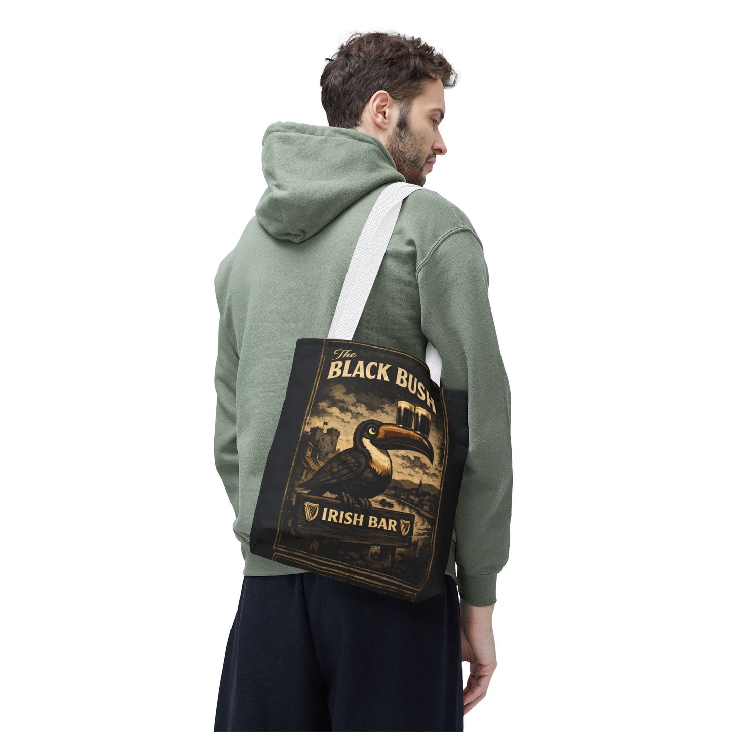 TeeFEVA Bags Tote Bag — "The Black Bush" Irish Bar Vintage Toucan Pub Design