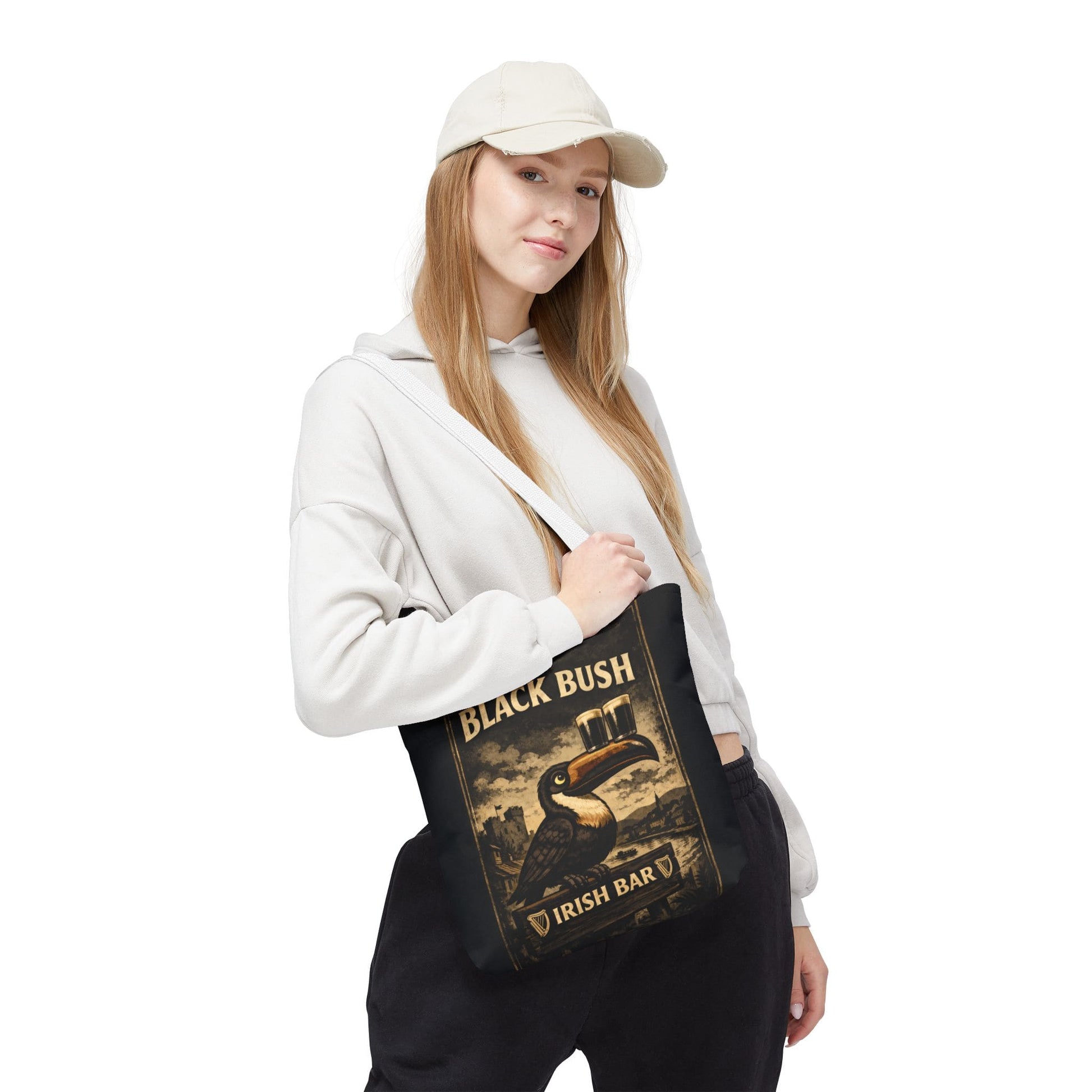TeeFEVA Bags Tote Bag — "The Black Bush" Irish Bar Vintage Toucan Pub Design