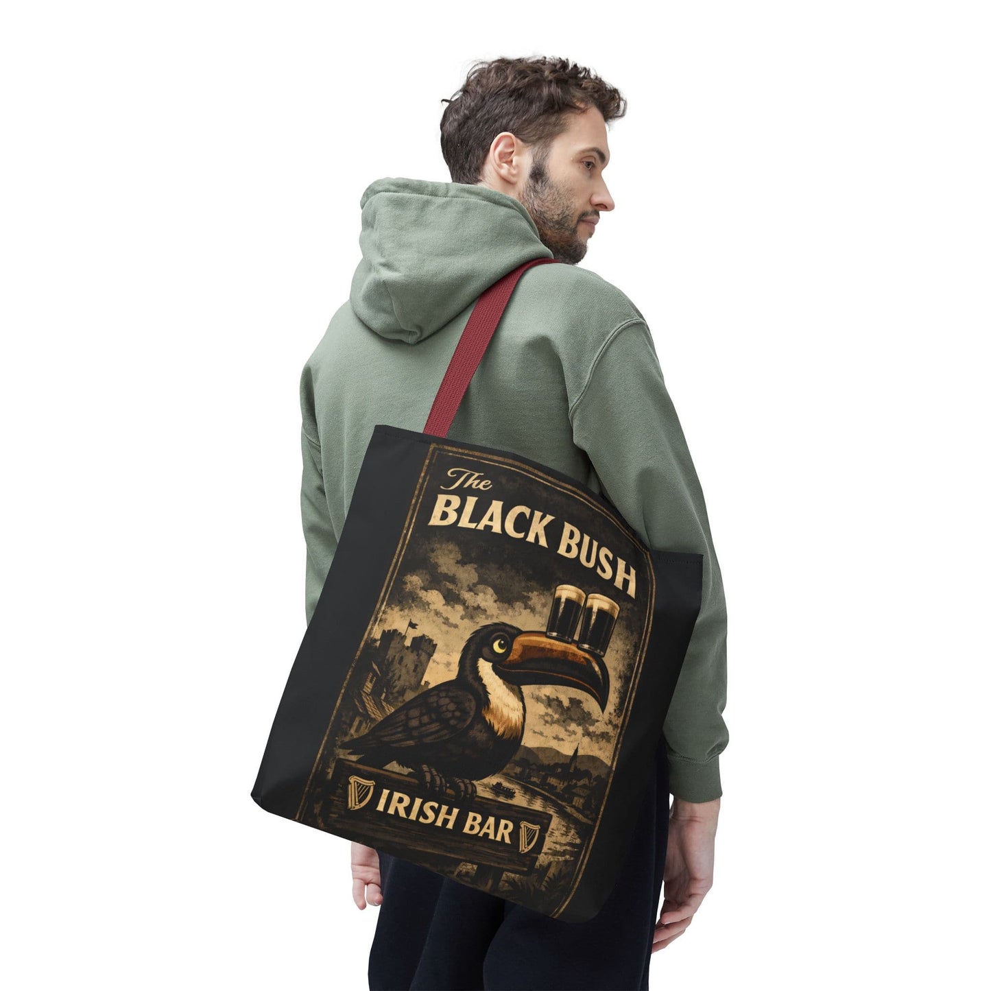TeeFEVA Bags Tote Bag — "The Black Bush" Irish Bar Vintage Toucan Pub Design