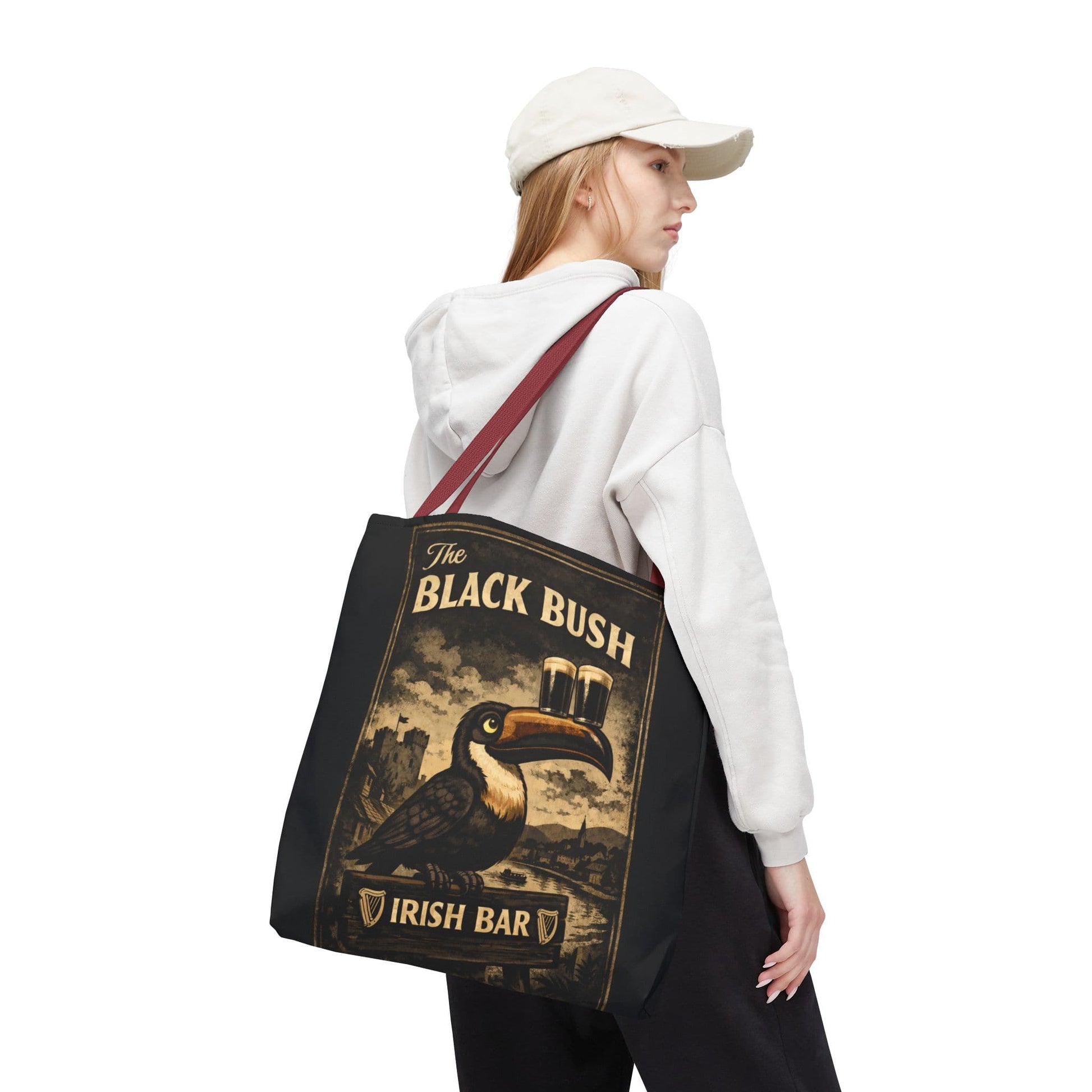 TeeFEVA Bags Tote Bag — "The Black Bush" Irish Bar Vintage Toucan Pub Design